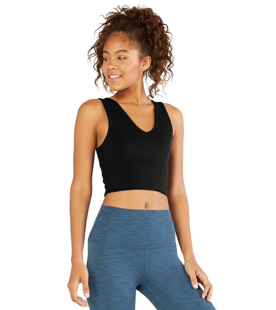Beyond Yoga Heather Rib Go To Cropped Yoga Tank