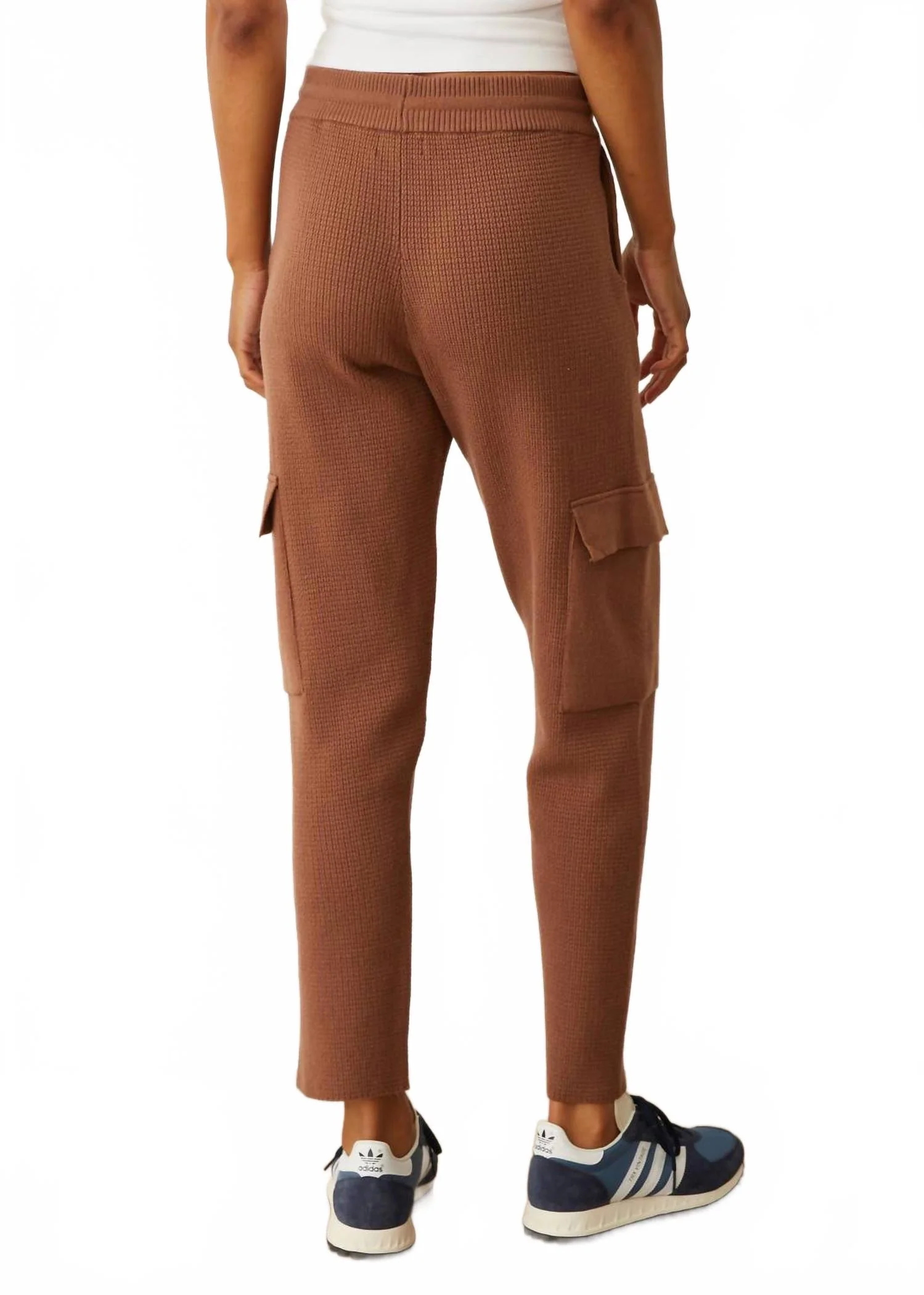 Soft Knit Waffle Cargo Jogger In Salted Caramel