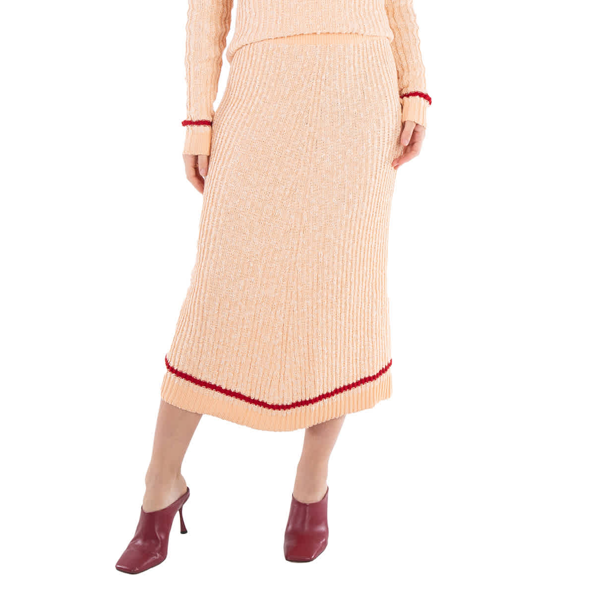 Jil Sander Ladies Ribbed Knit Midi Skirt