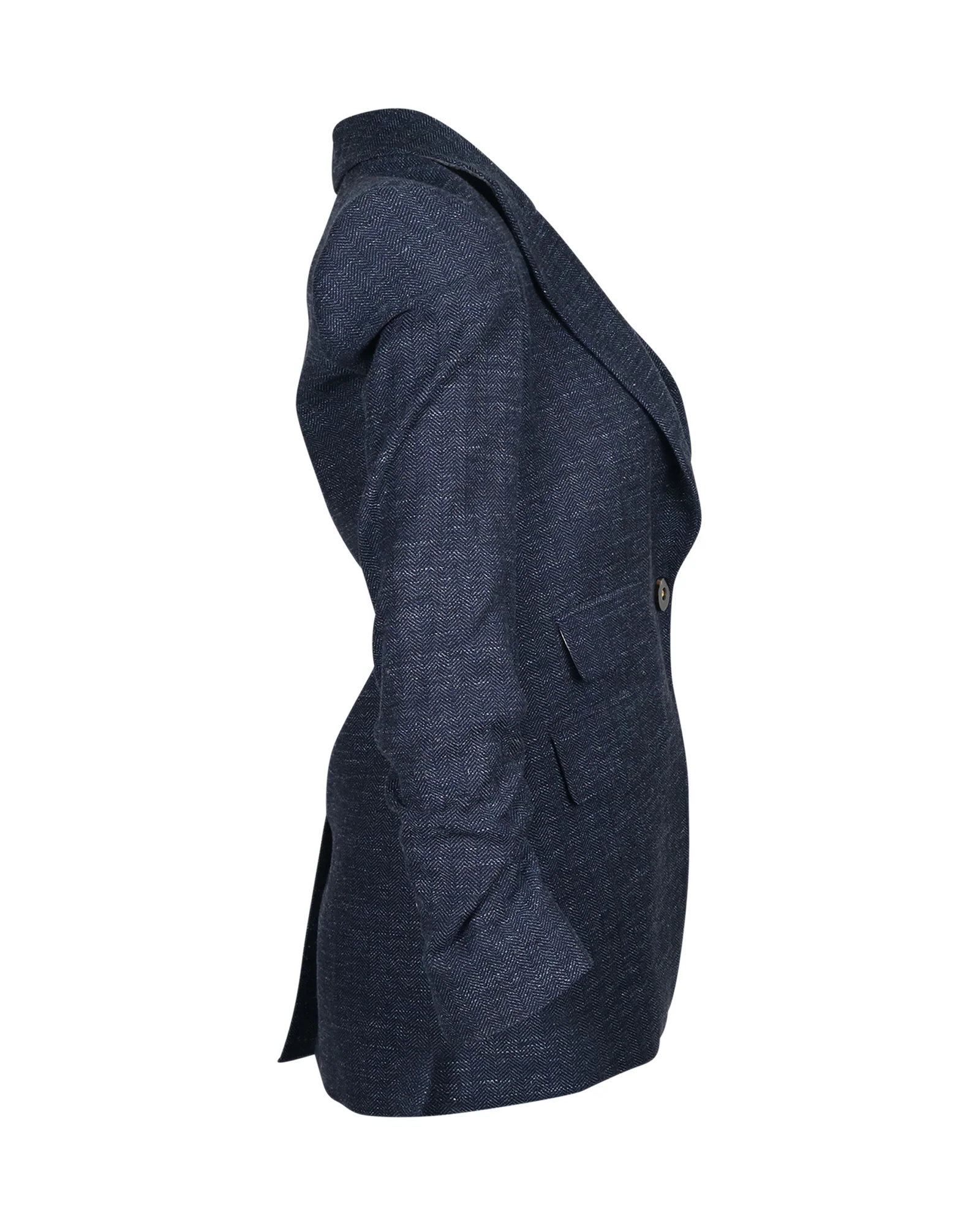 Veronica Beard Martel Dickey Herringbone Blazer in Blue Virgin Wool