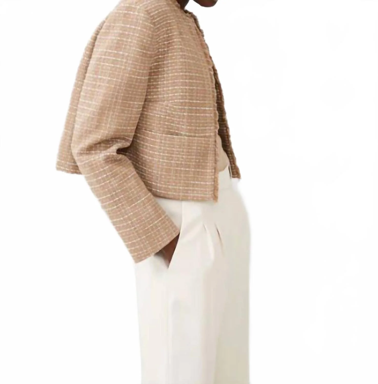 Effie Collarless Blazer In Camel Classic