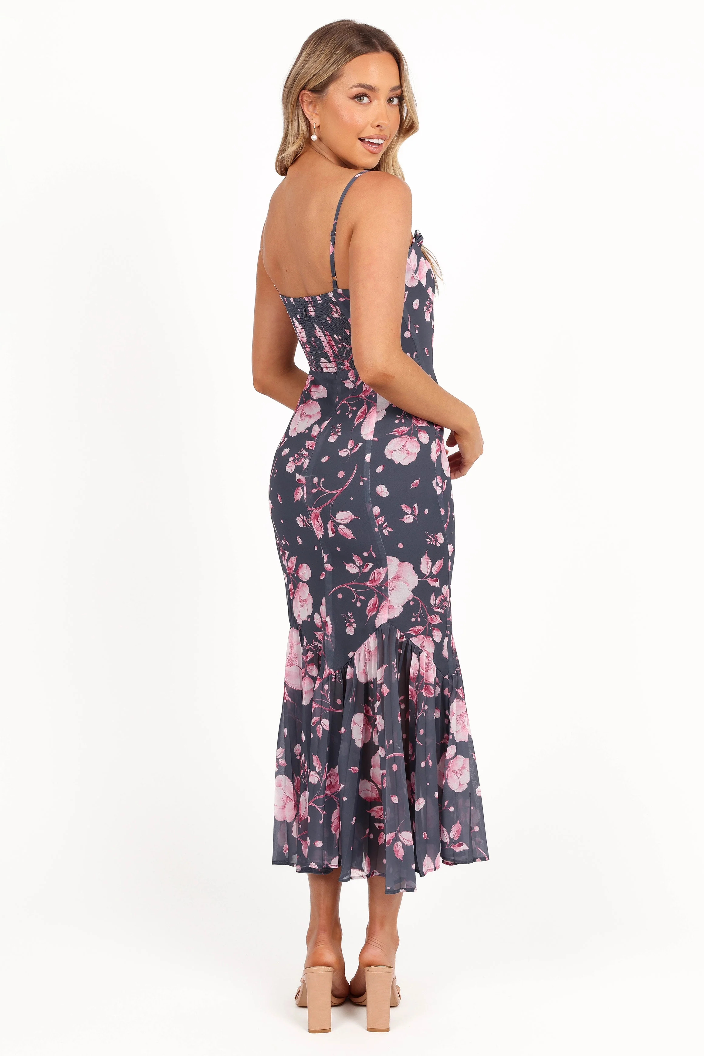 Ashton Midi Dress - Steel Gray Floral