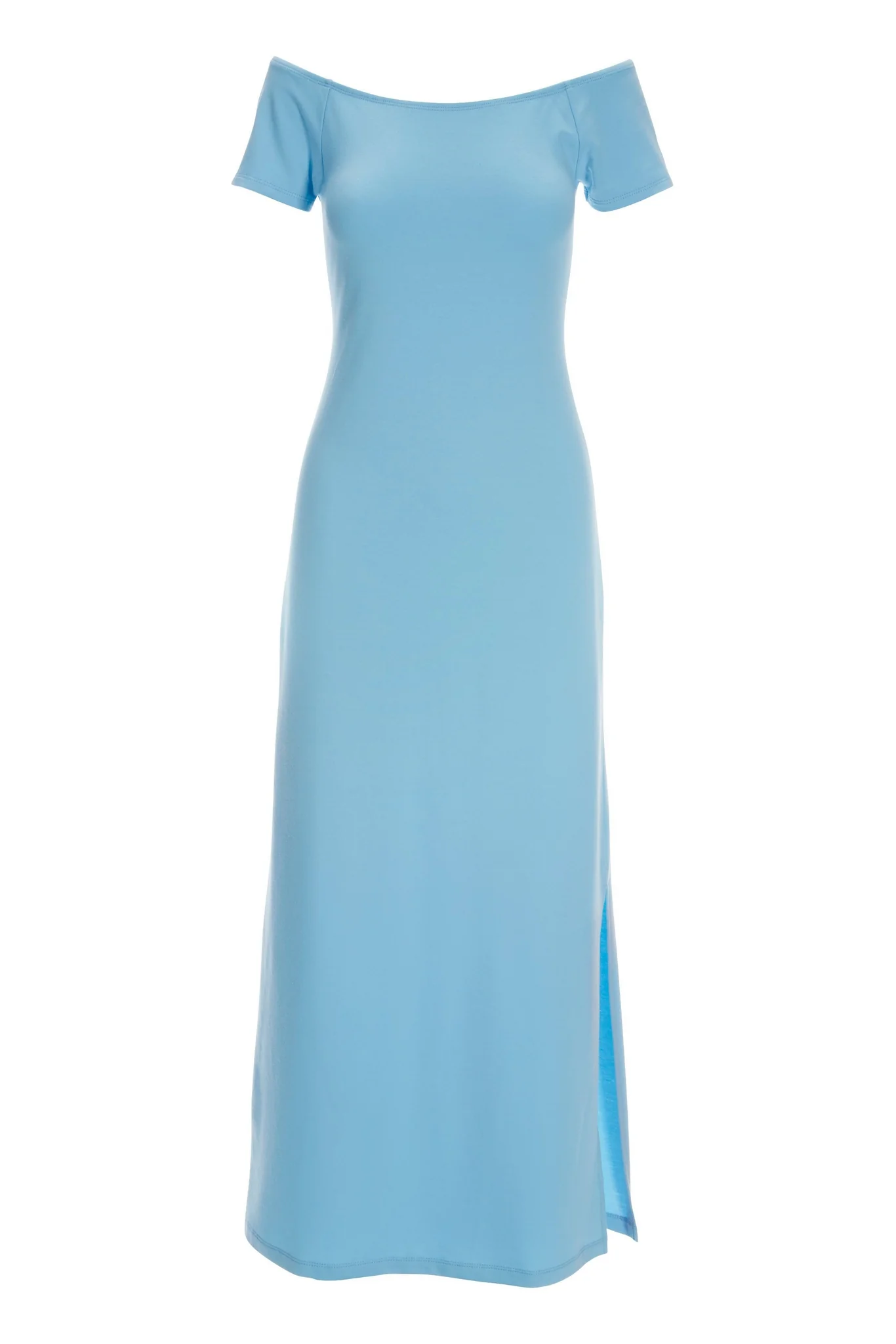 Off The Shoulder Short Sleeve Maxi Dress Airy Blue