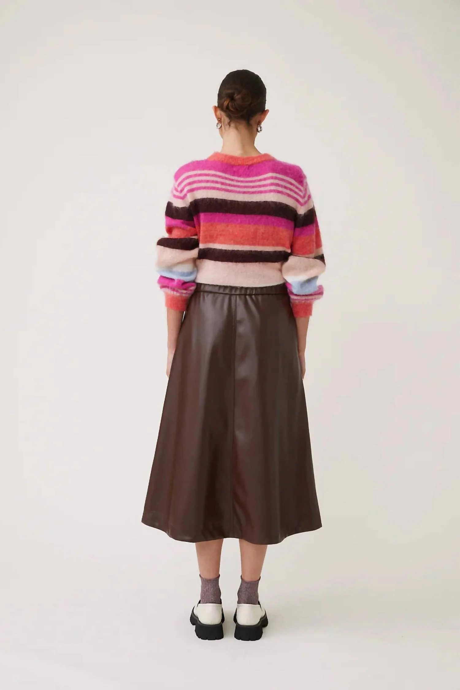 Floyd Faux Leather Skirt In Chocolate