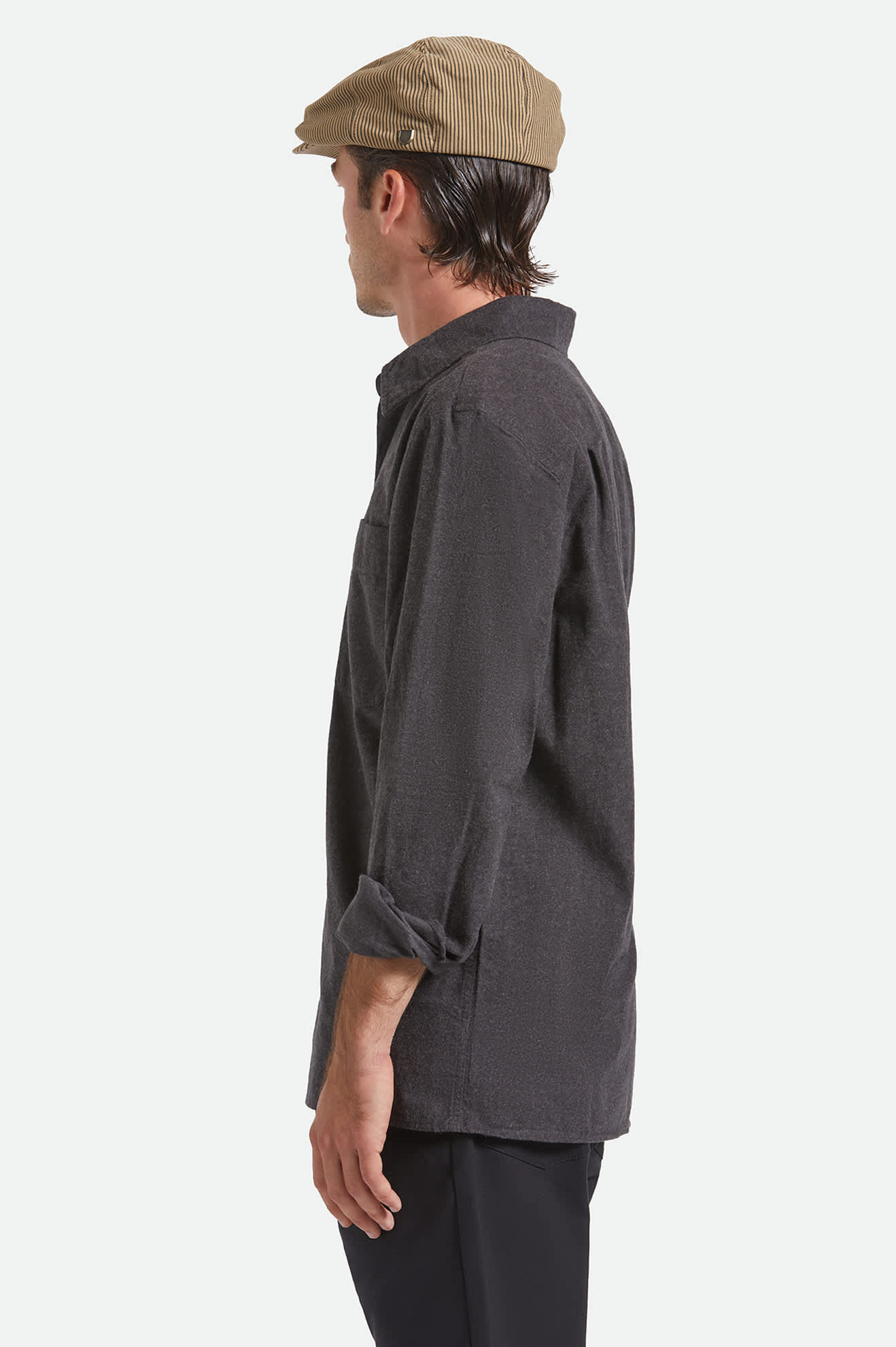 Brood Newsboy Cap - Dark Tan/Black Hickory Stripe