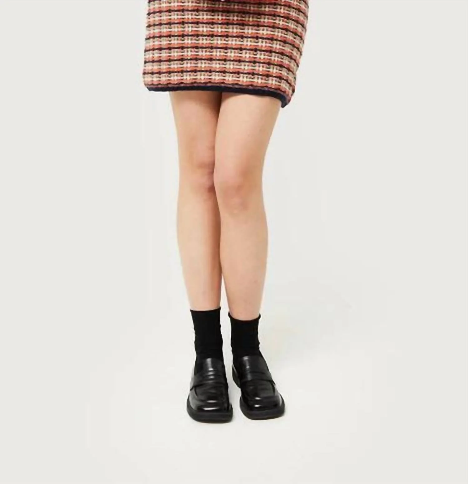 Knit Plaid Skirt In Orange Plaid