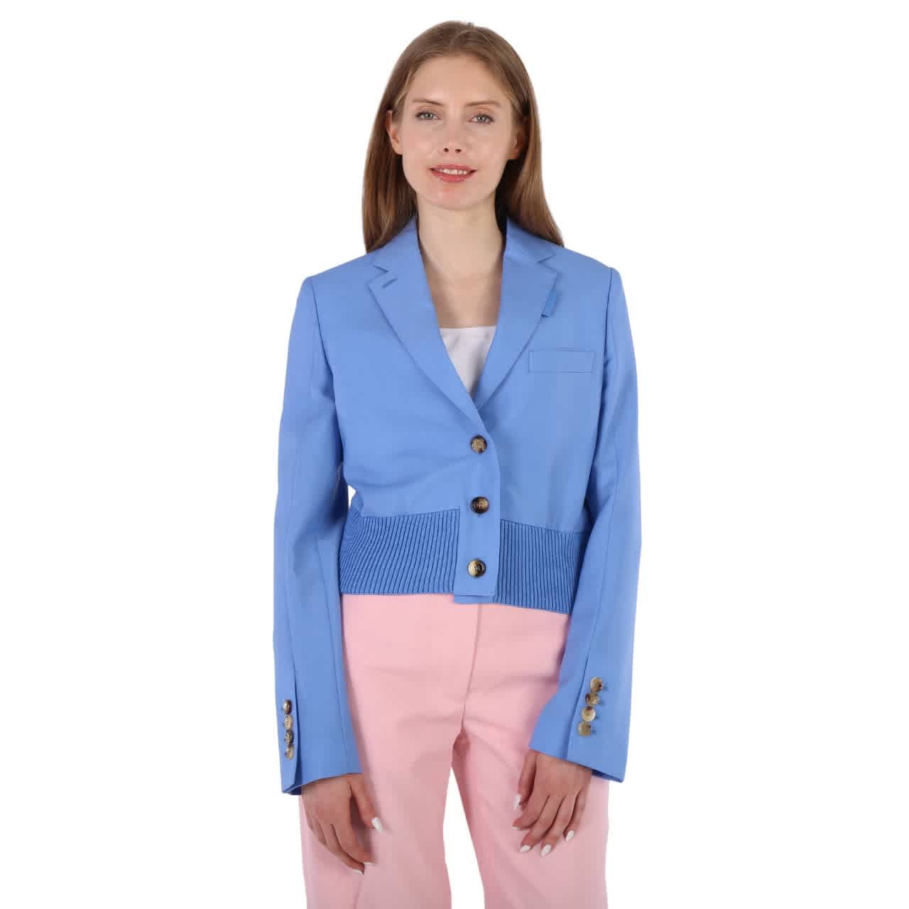 Burberry Ladies Vivid Cobalt Mohair-Wool Tailored Blazer Jacket