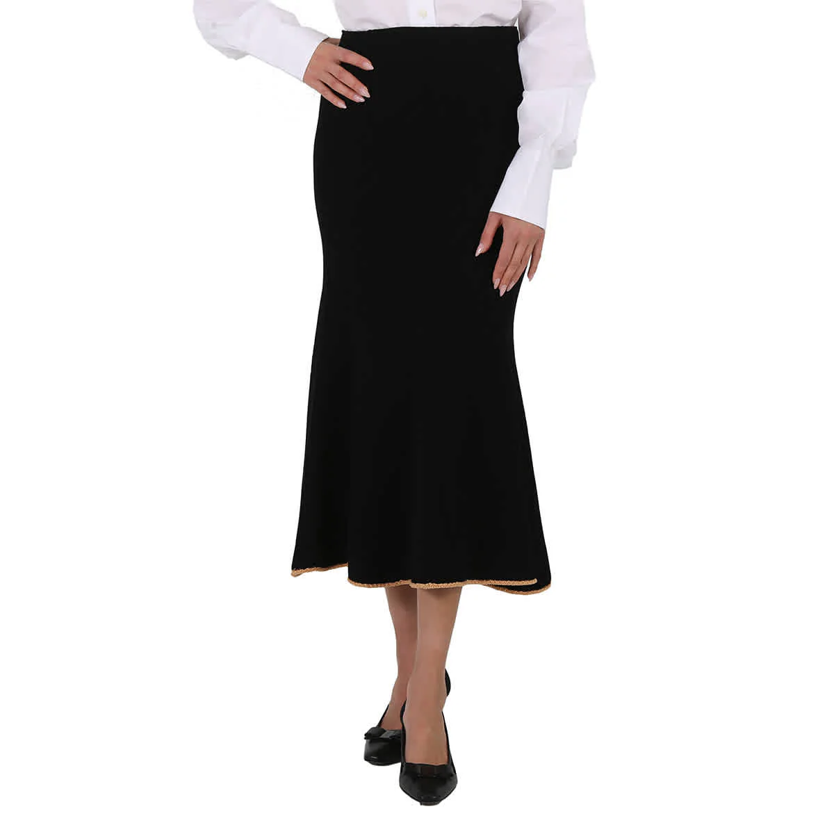 Moncler Ladies Black Gonna Tricot Knitted Cotton Skirt, Size Small