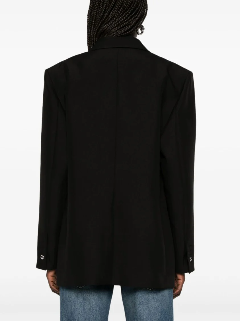Front Button Fastening Black Jacket