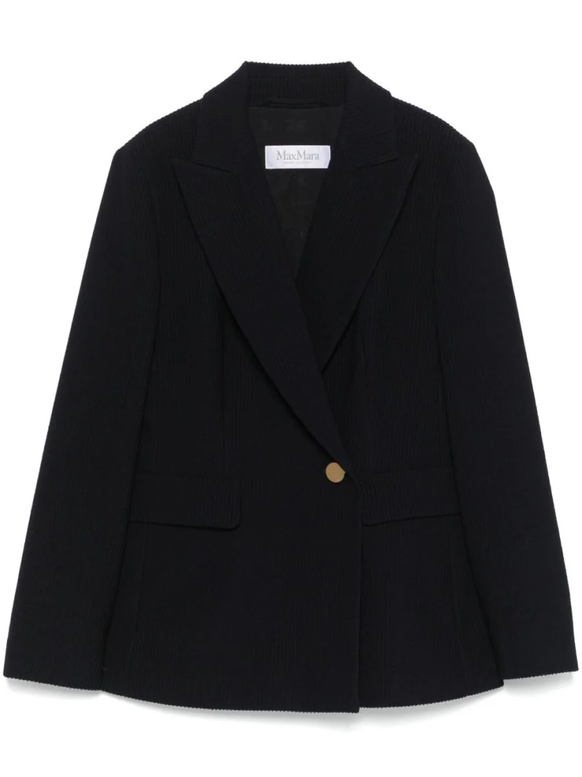 Tailored Black Blazer With Deep V-Neckline