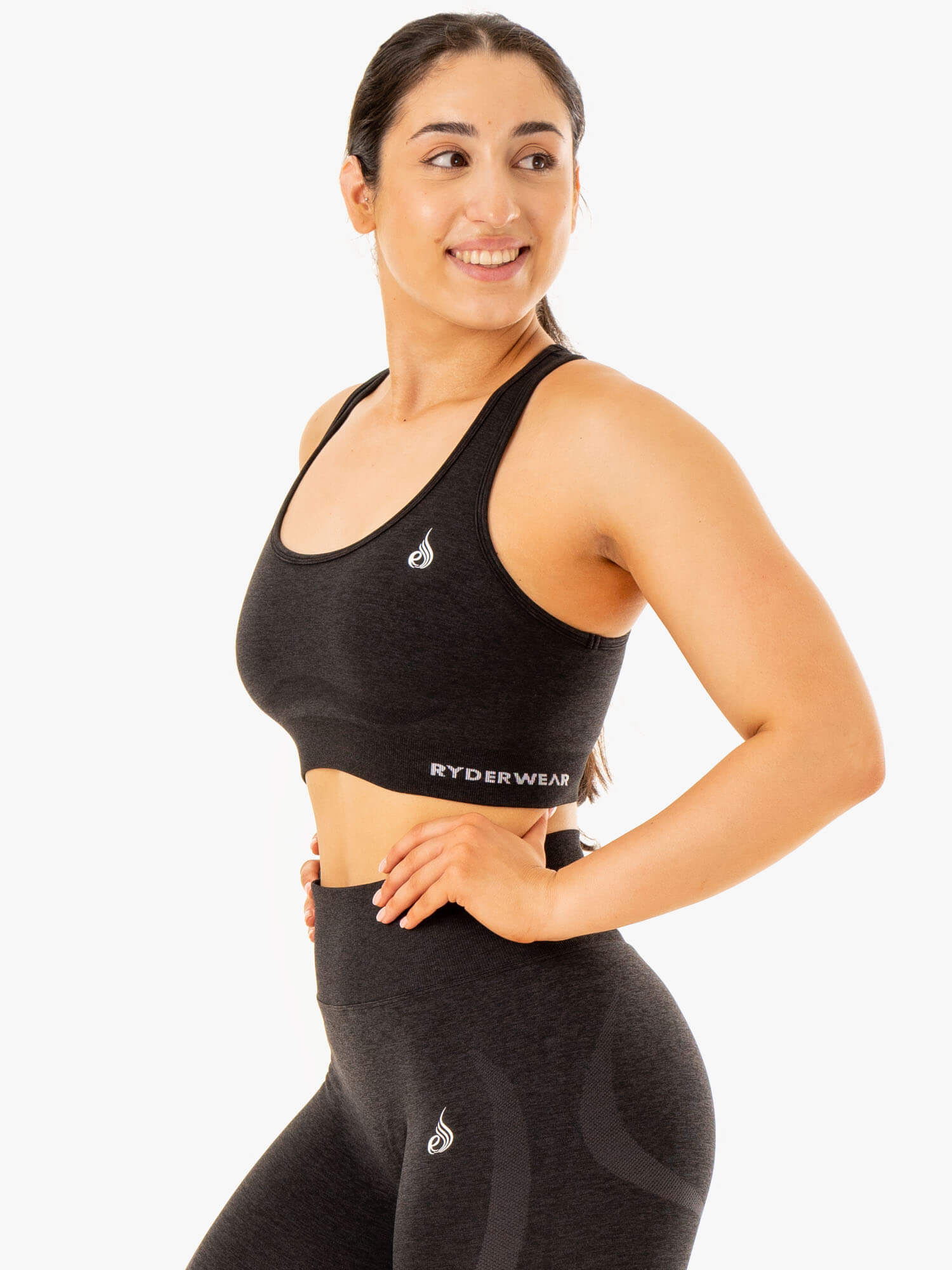 Staples Seamless Racer Back Sports Bra - Black Marl