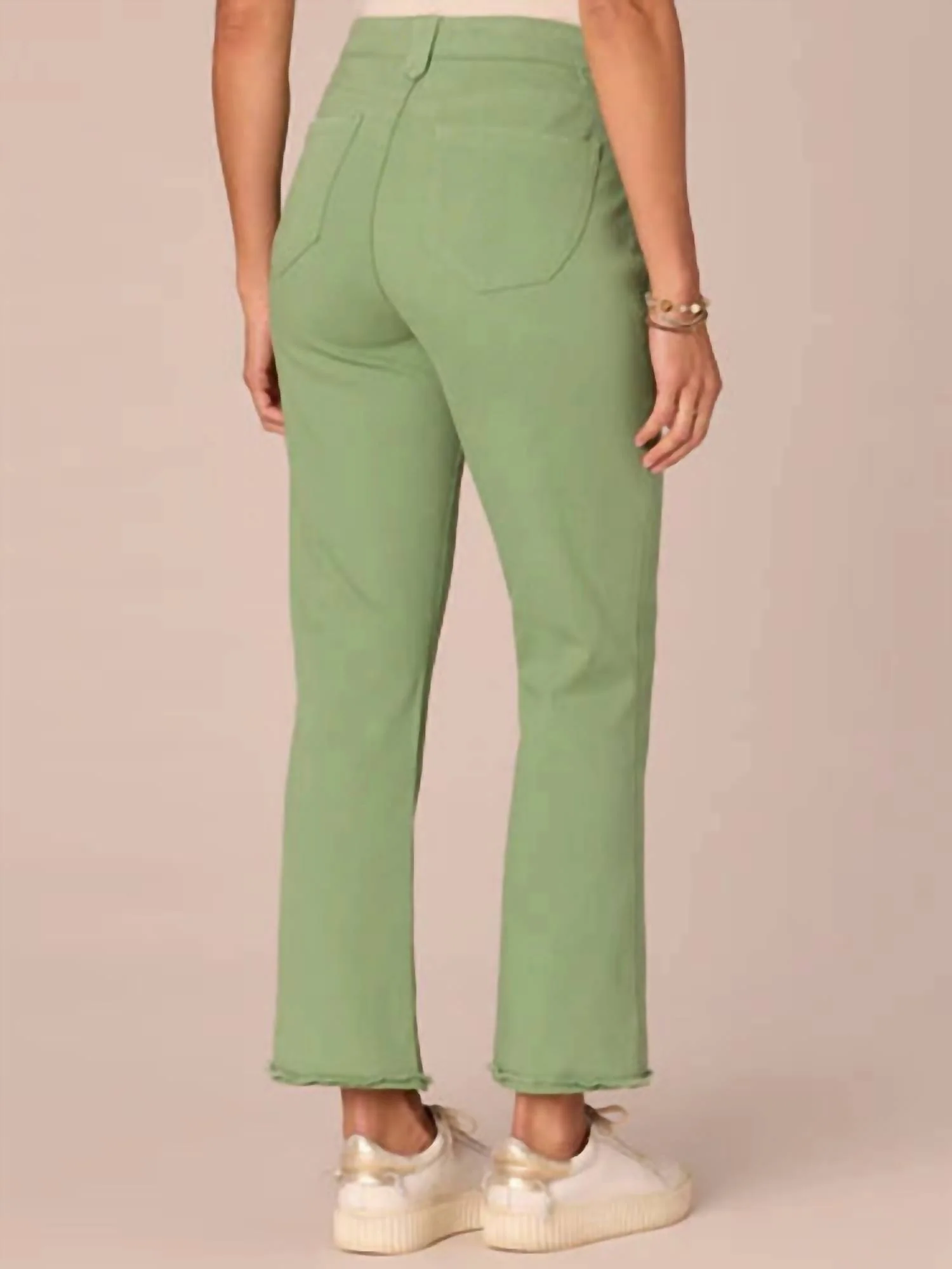 Ab Solution High Rise Colored Itty Bitty Flare Jean In Willow Green