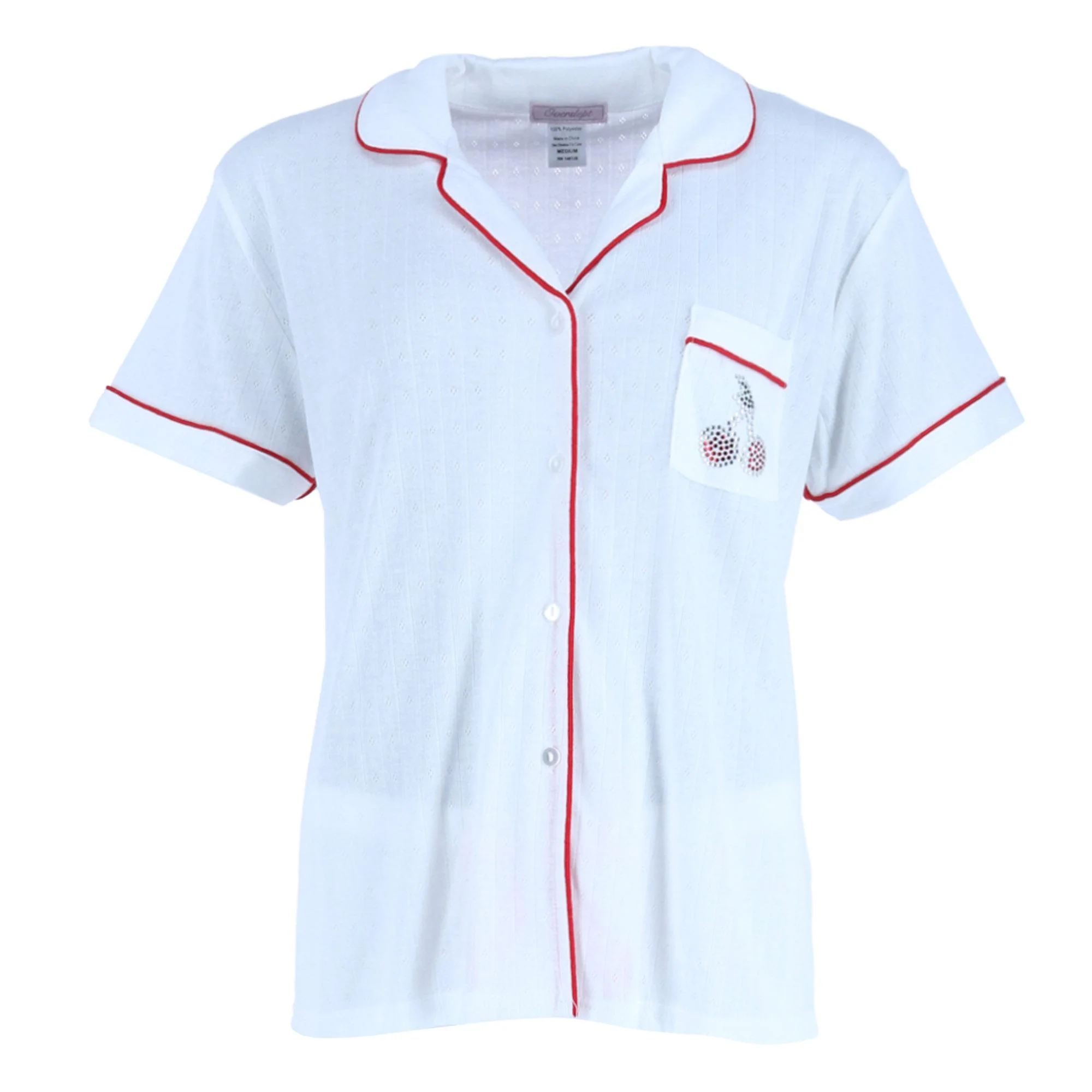 Women's Pointelle Cherries Notch Pajama Set