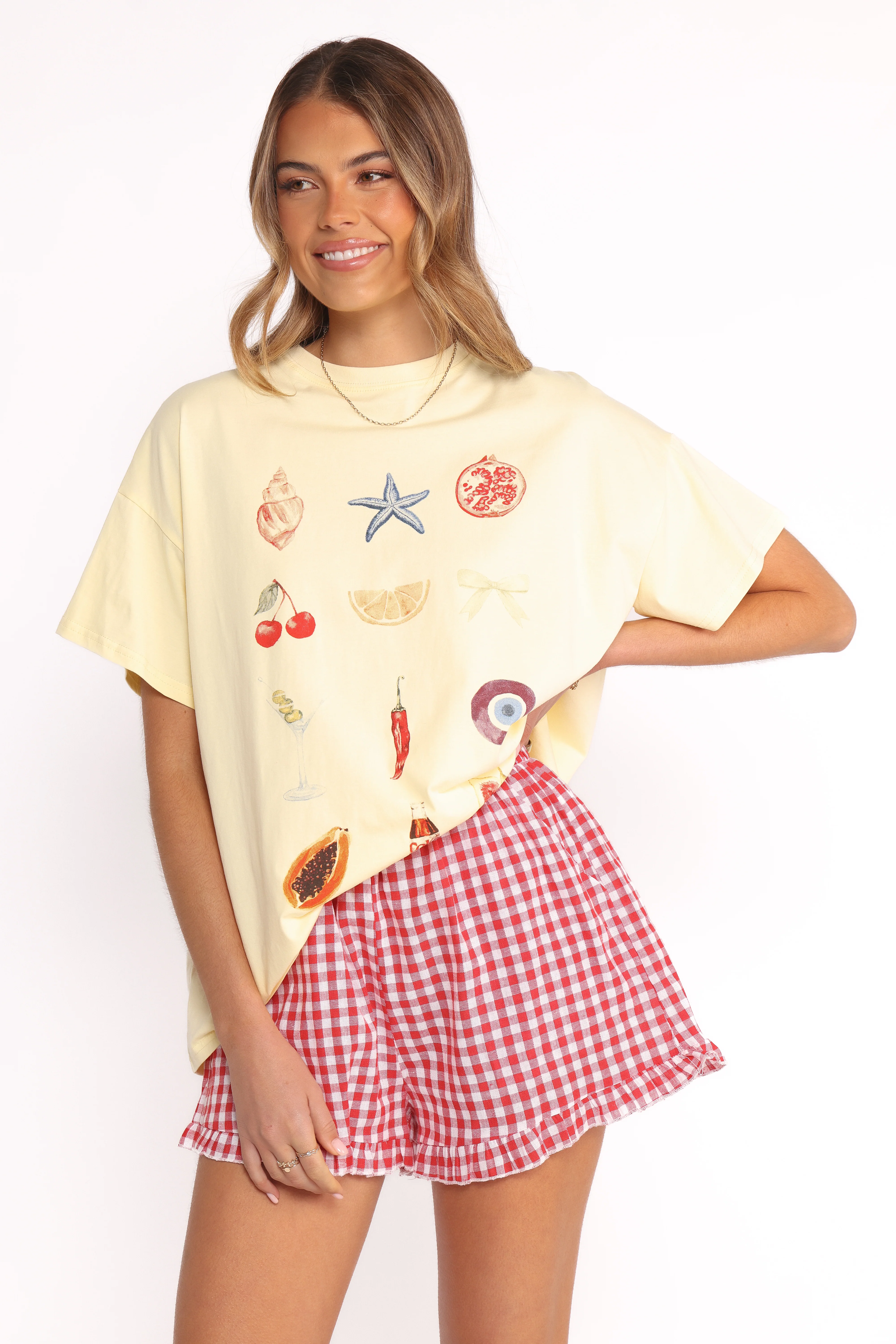 Daphne Short Set - Yellow Red Gingham