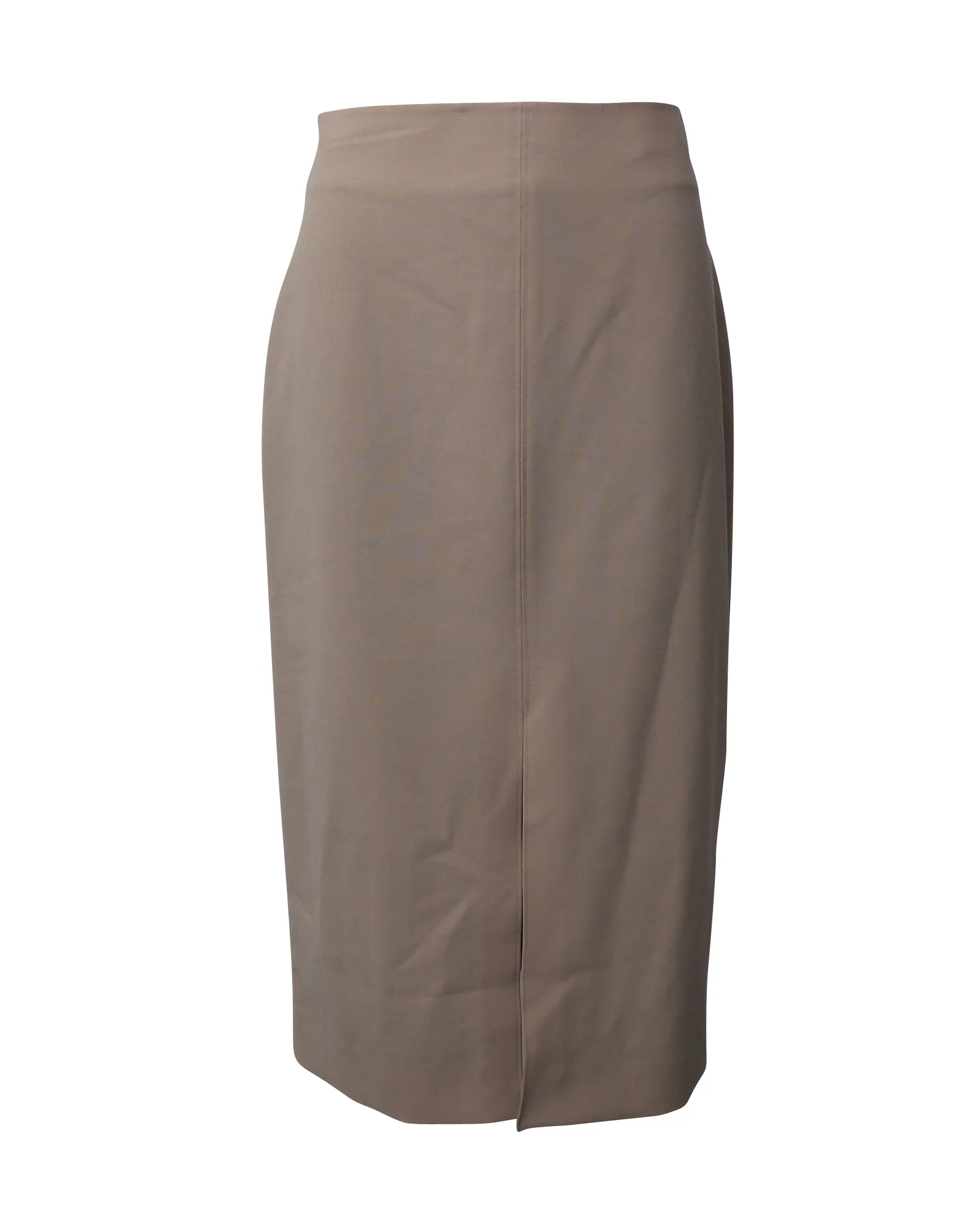 Co Front Slit High Waist Pencil Skirt In Beige Stretch Wool