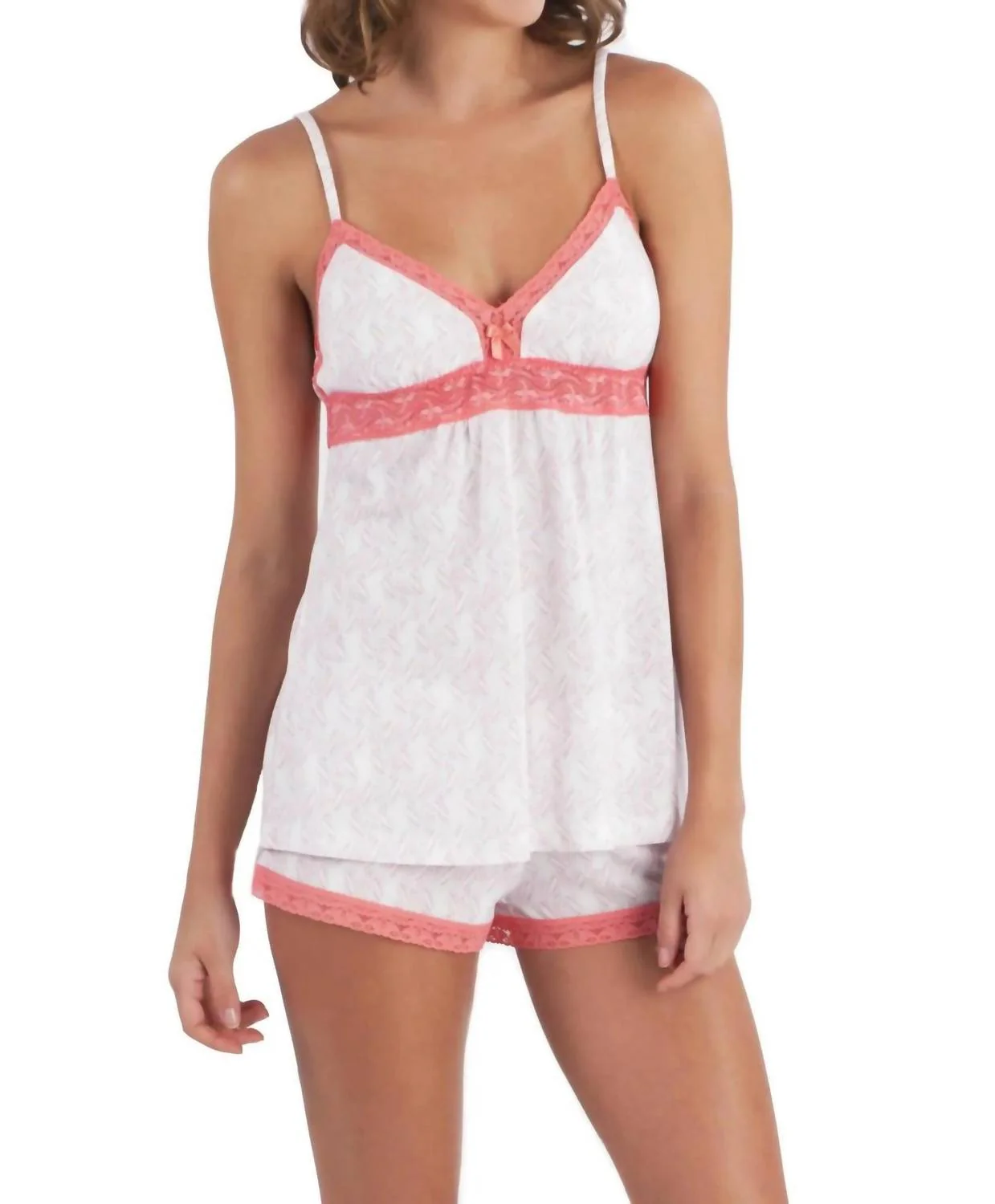 Brianne Spaghetti Strap Camisole Mini Boxer Pajama Set In Pod Print