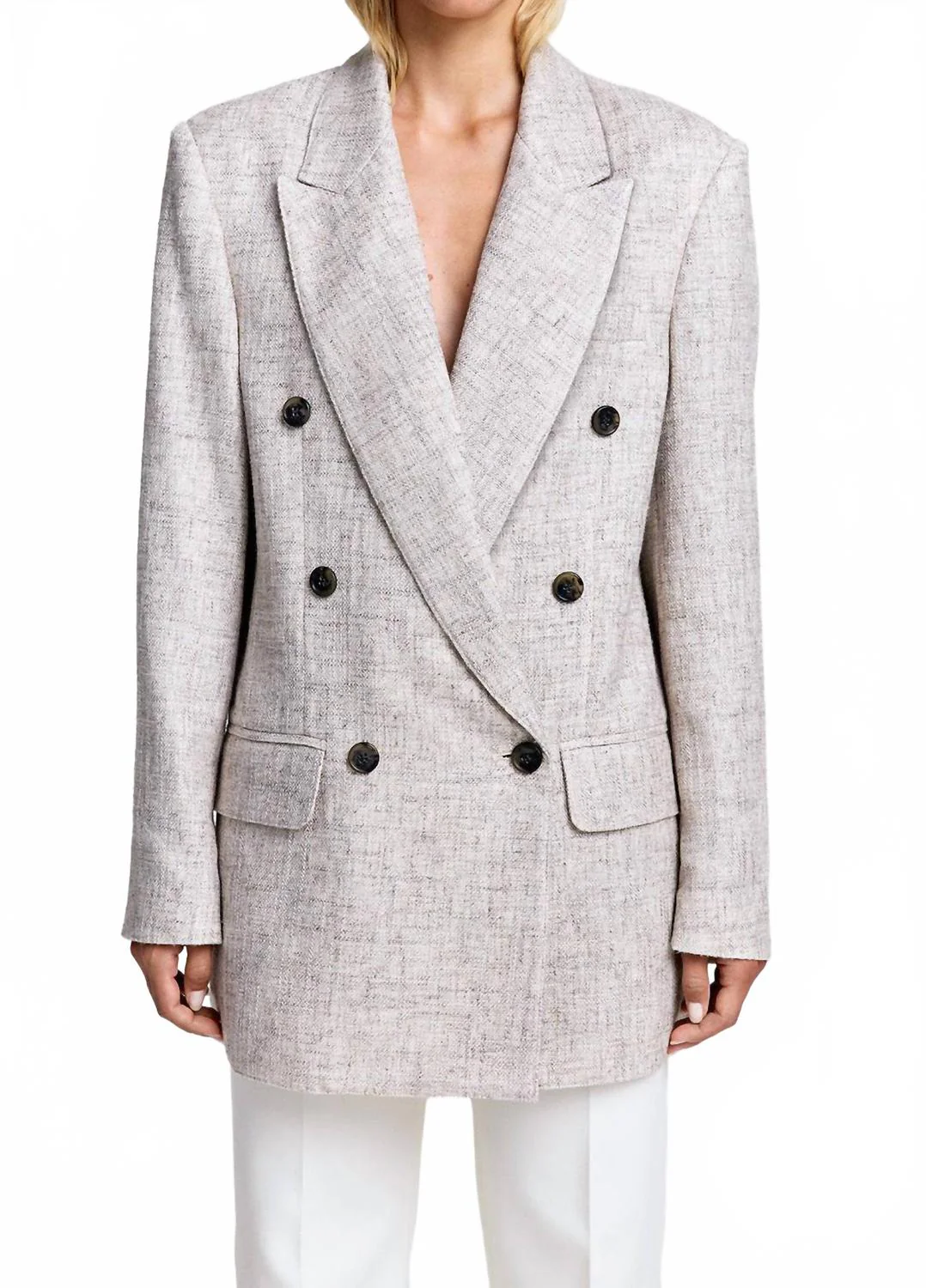 Db Peaked Lapel Blazer In Linen Tweed
