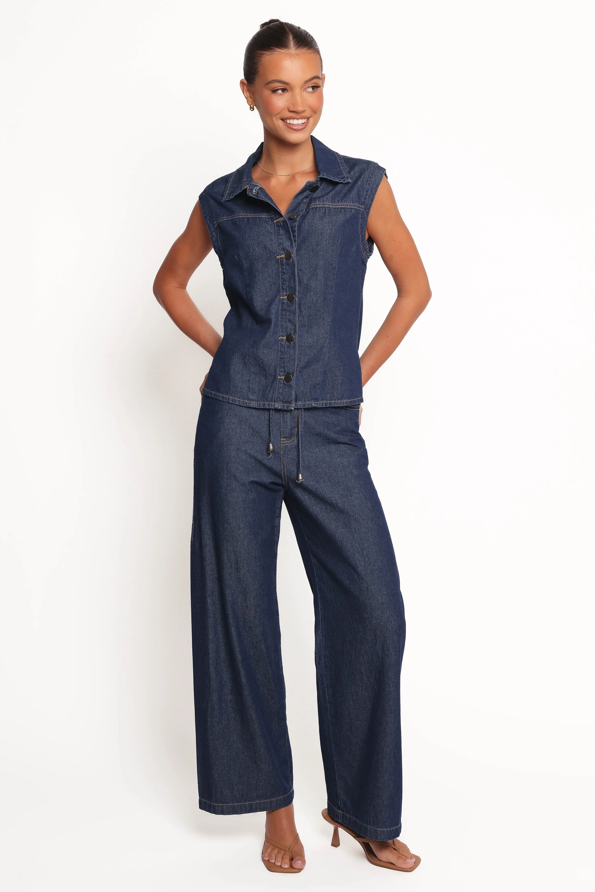 Kirie Wide Leg Denim Pant - Indigo