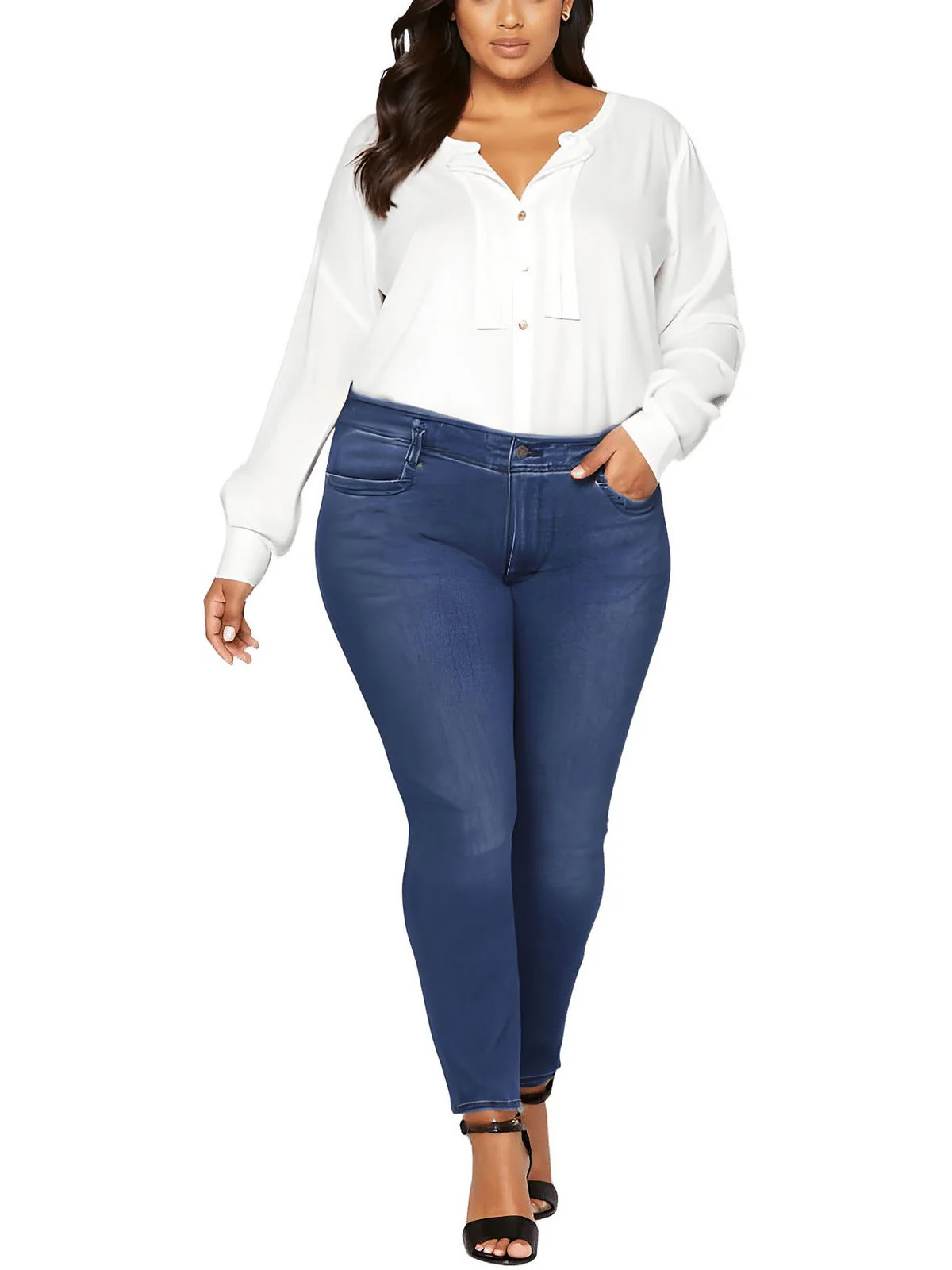 Plus Marilyn Womens Stretch Denim Straight Leg Jeans