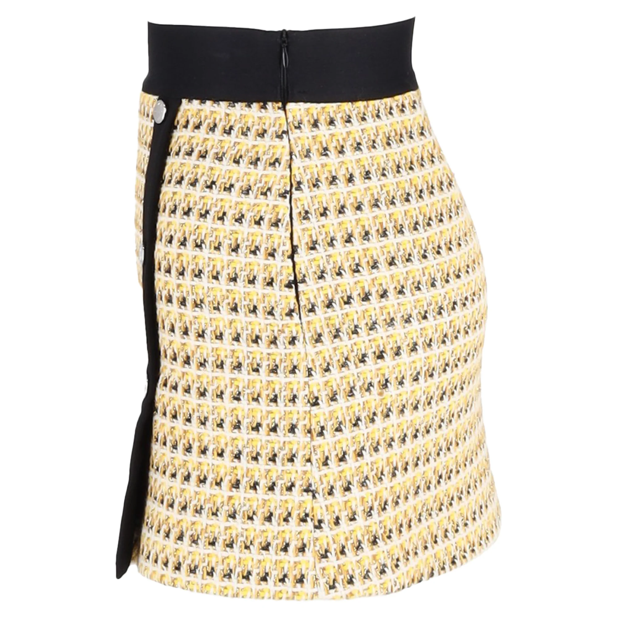 Maje Jaune Mini Skirt in Yellow Cotton Tweed