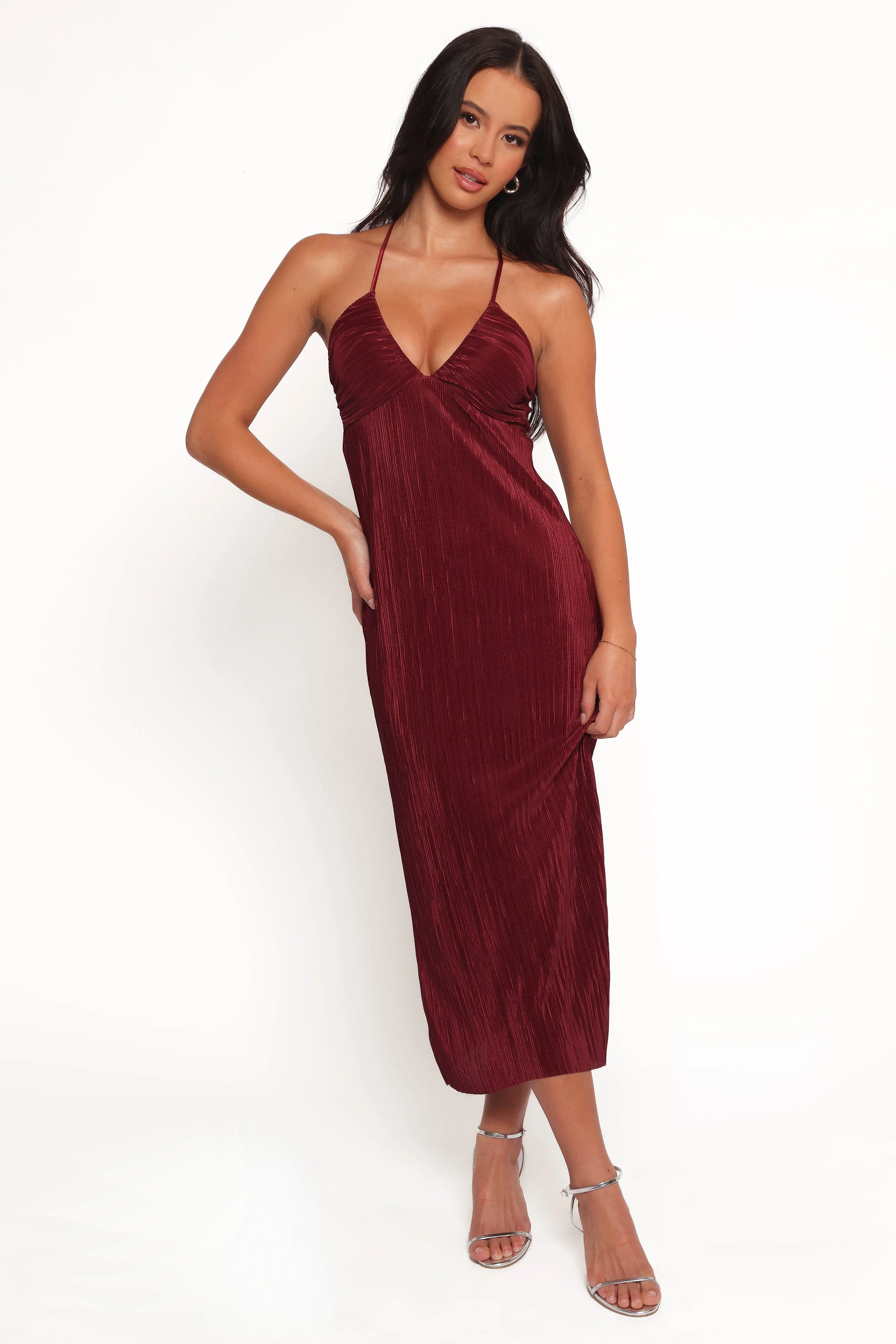 Safi Plisse Maxi Dress - Wine