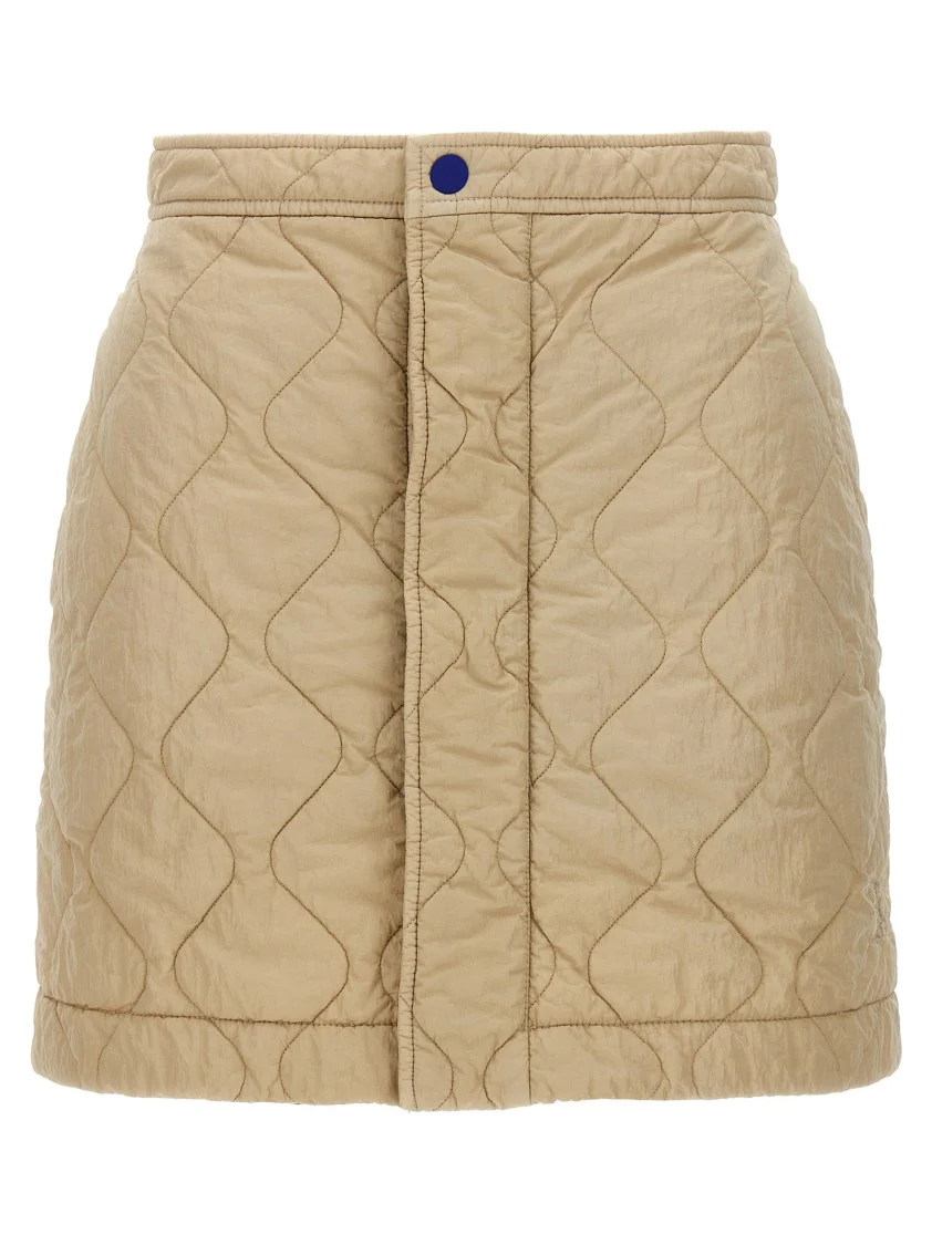 Quilted Nylon Skirt With Front Button Closure