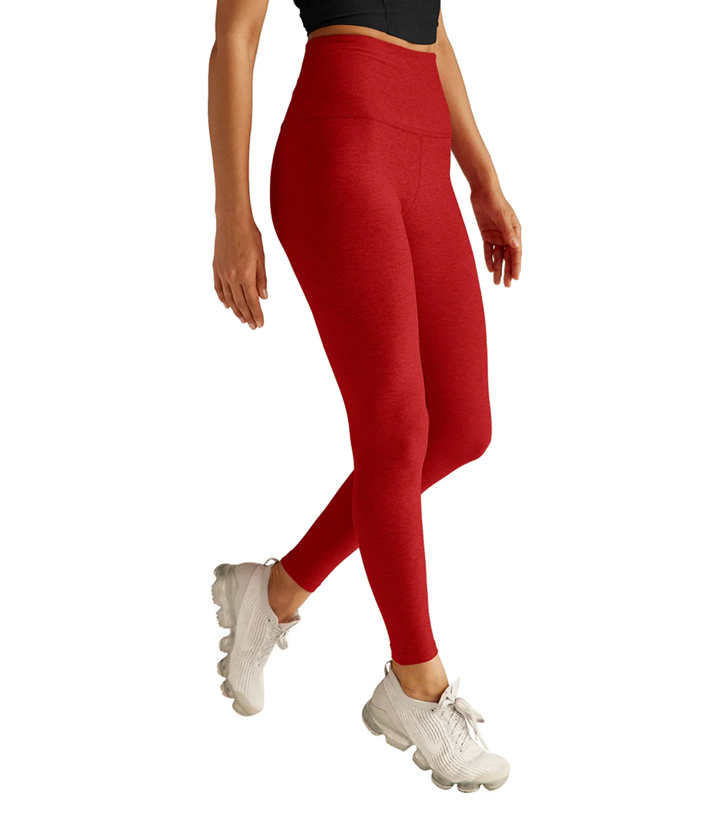 Beyond Yoga Spacedye High Waisted Caught In The Midi 7/8 Yoga Leggings Ruby Red Heather