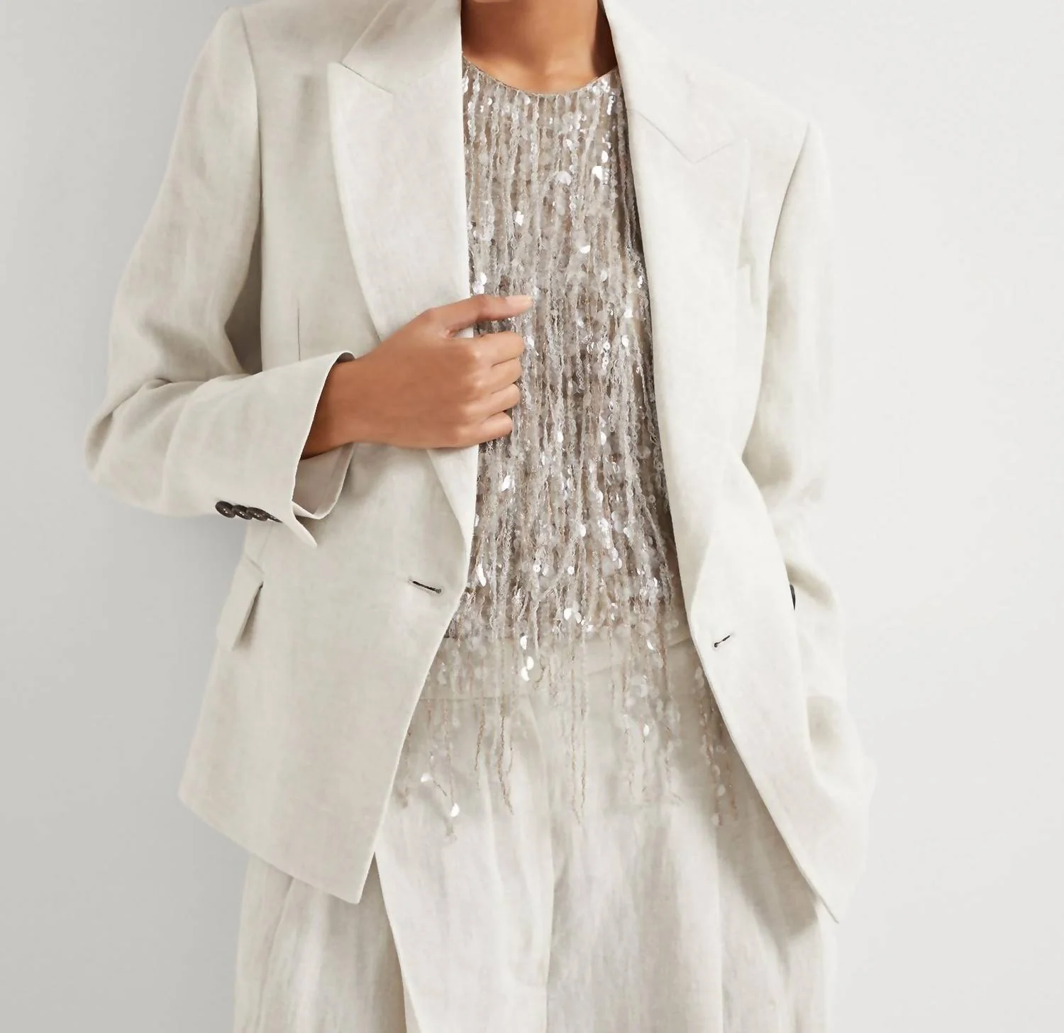 Canvas Cropped Blazer In Beige