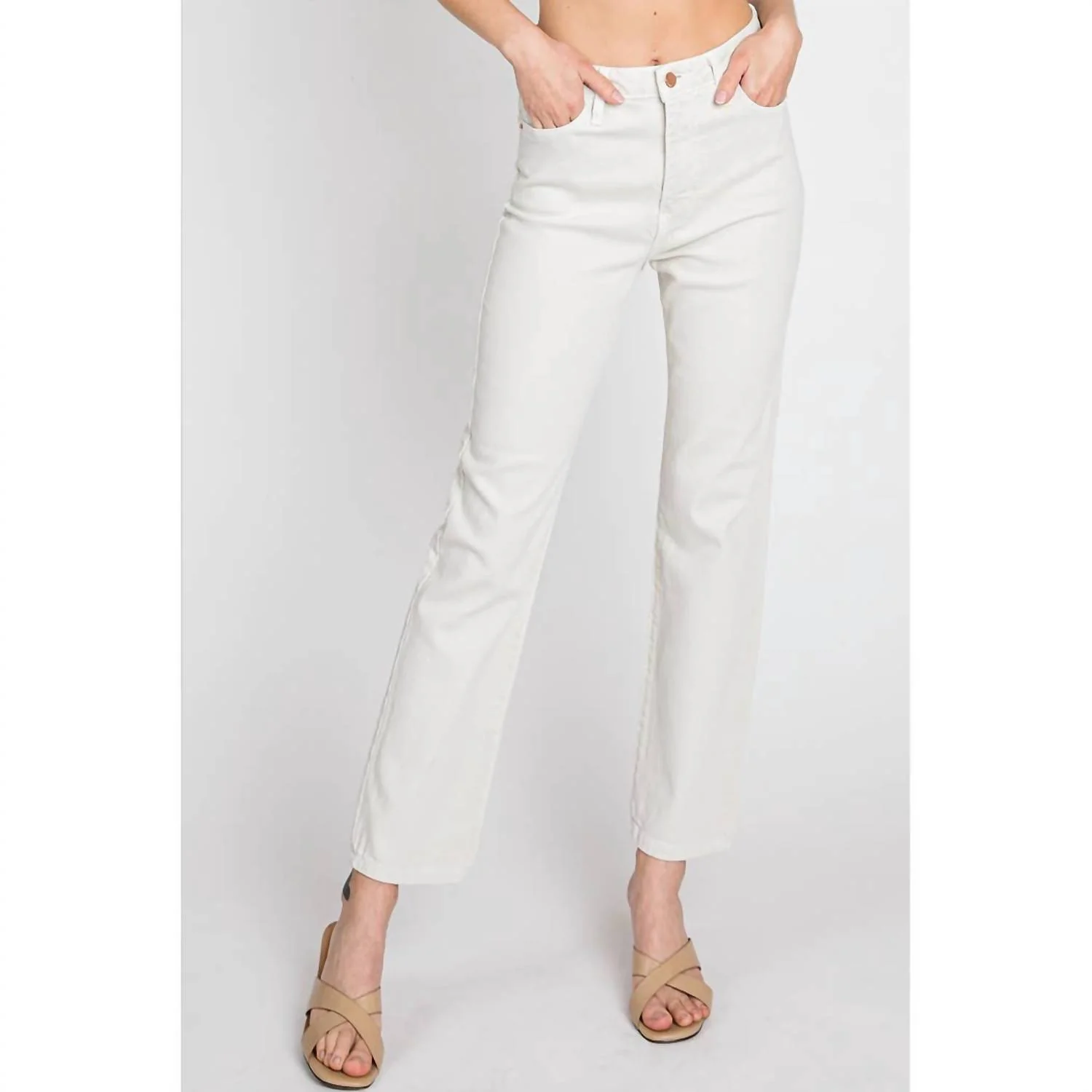 Siena High Rise Clean Straight Jeans In Ivory