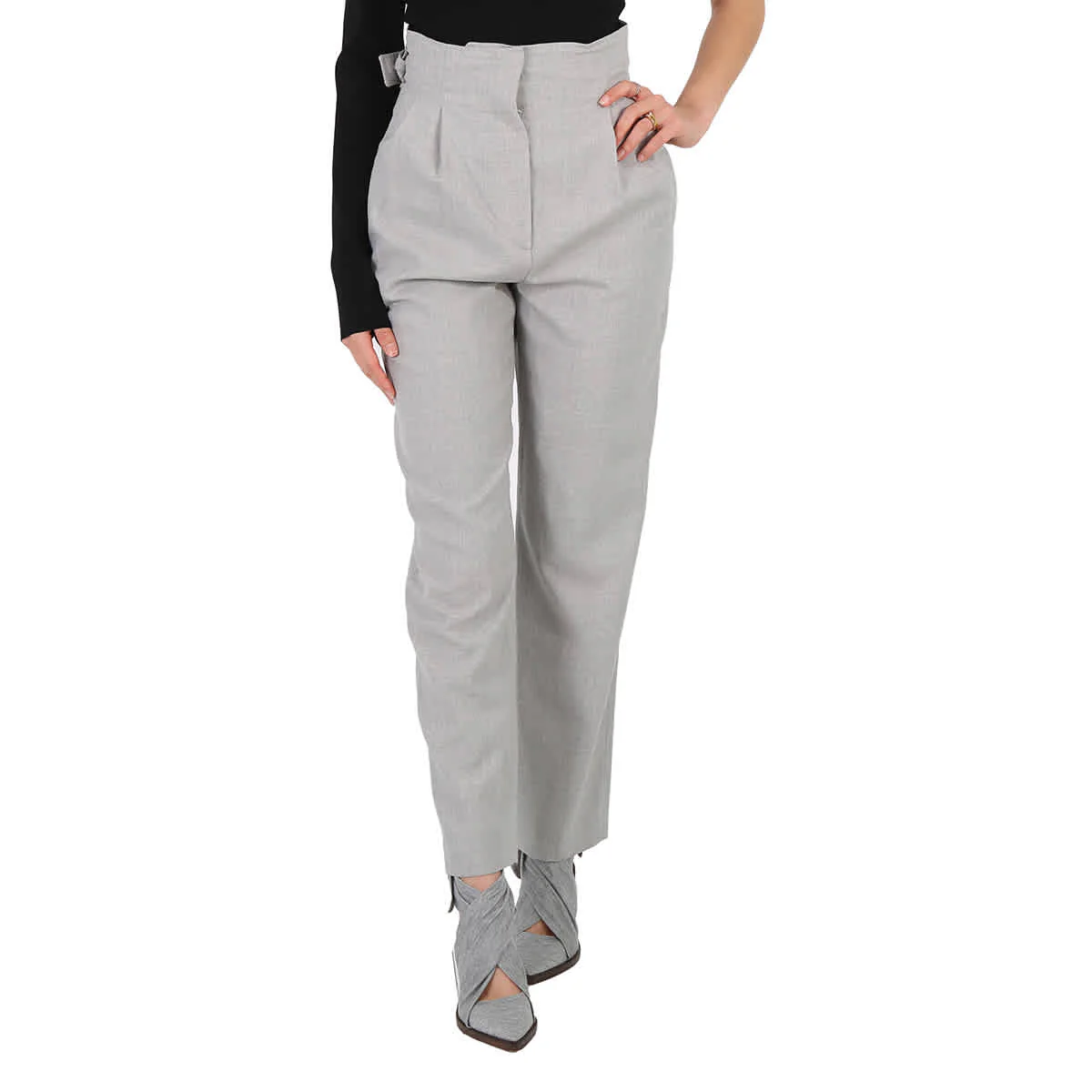 Burberry Cut-out Detail Wool Tailored Trousers