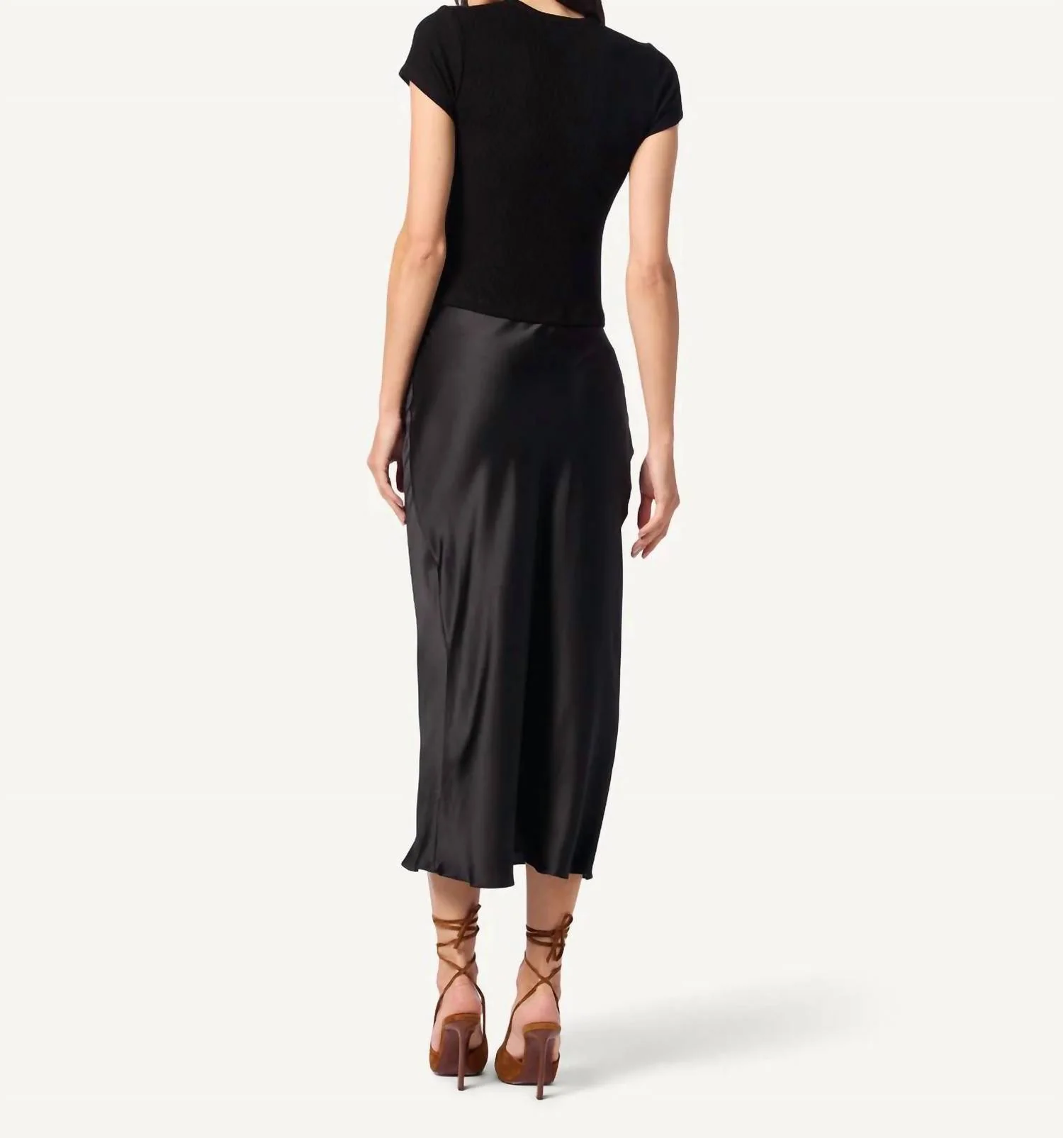 Miranda Bias Cut Pull On Skirt In Black