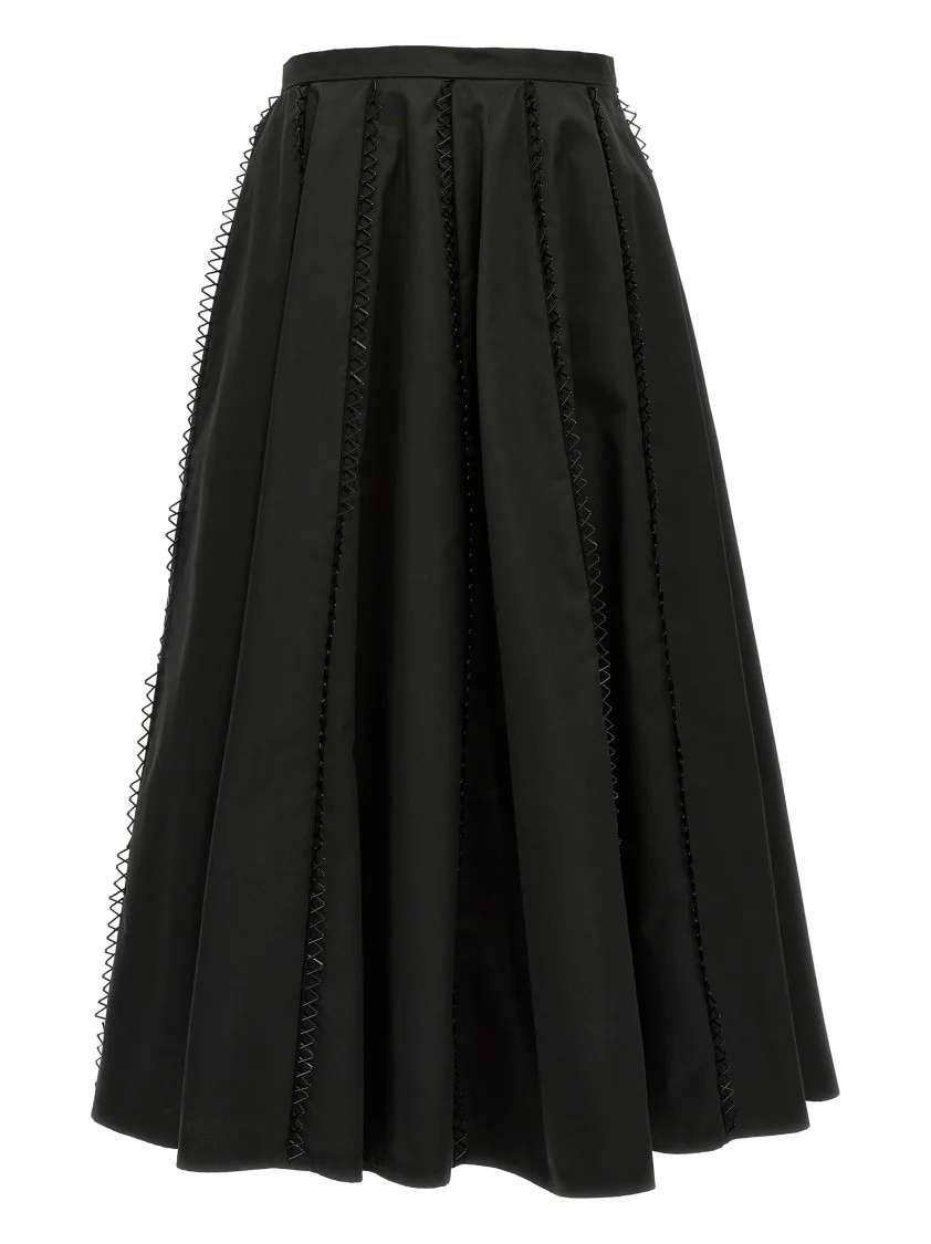 Longuette Skirt With Beaded Embroidery Detail