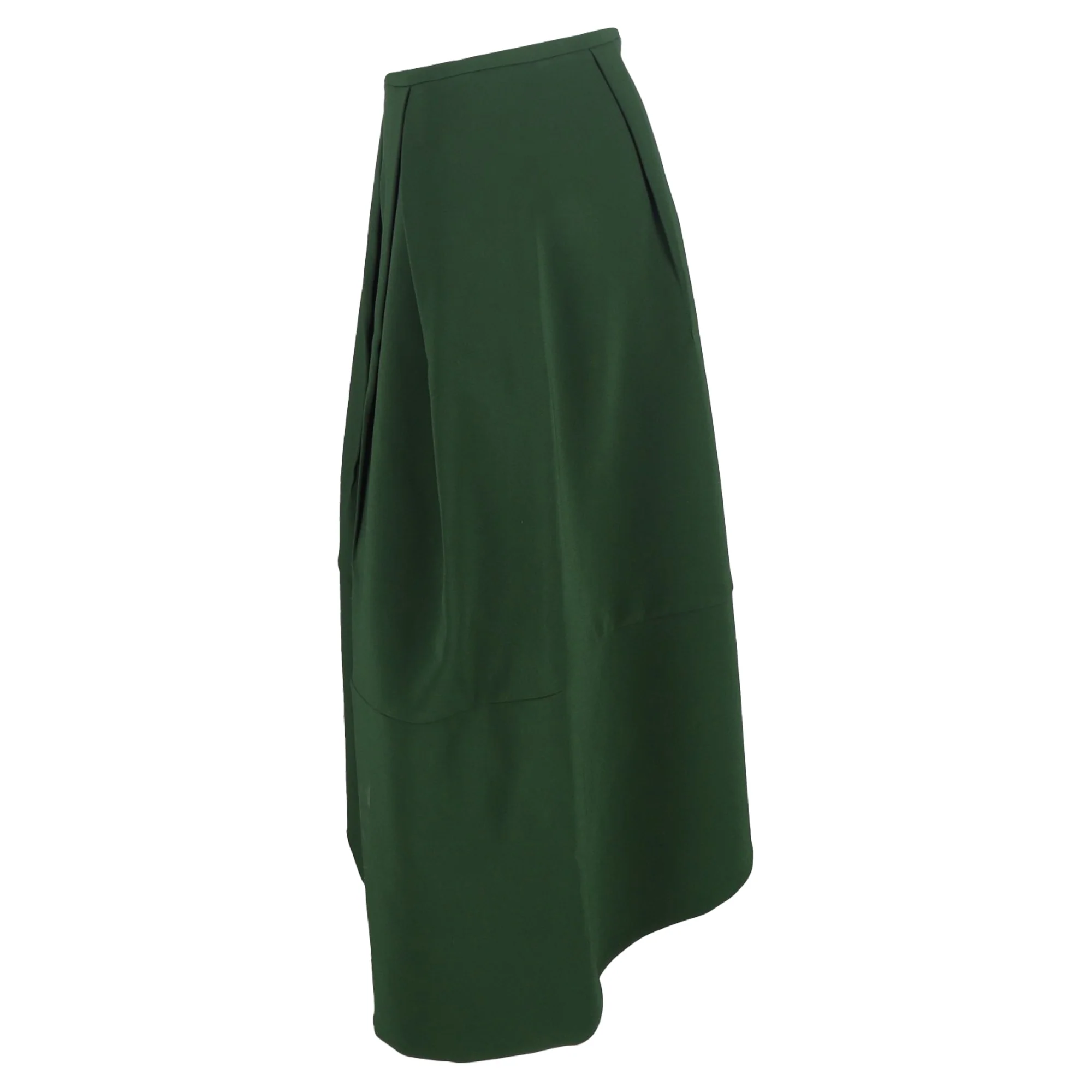Jil Sander Biglia Crepe Midi Skirt in Green Polyester