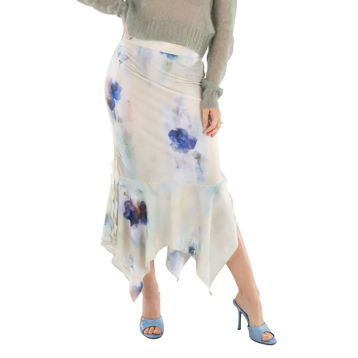 Acne Studios Enola Floral Asymmetric Midi Skirt