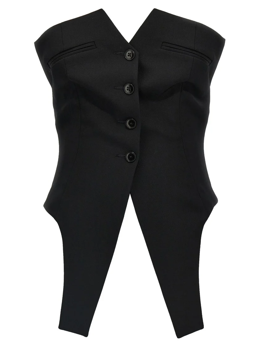 Deconstructed Wool Vest With Tailored Bodice