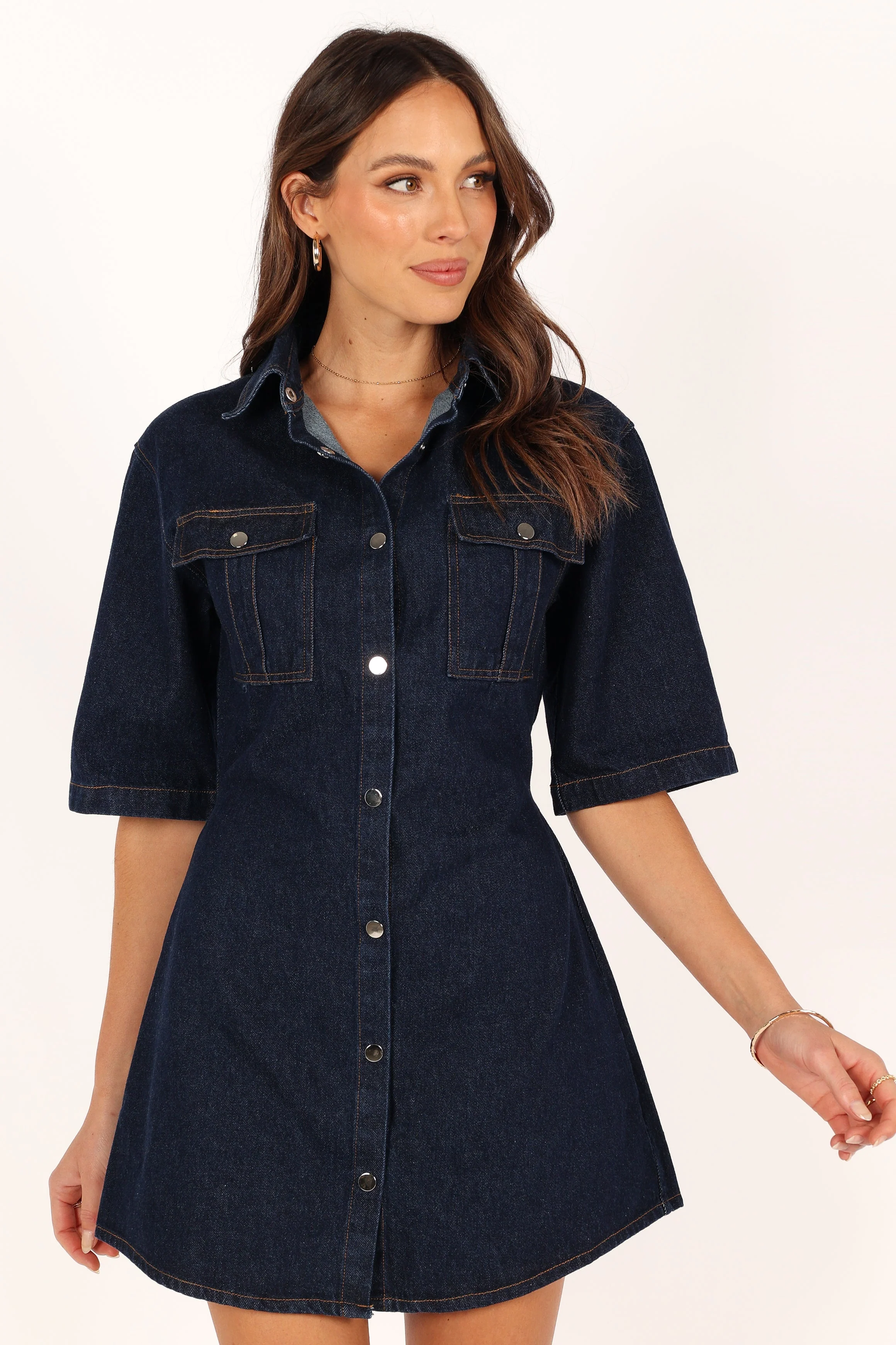Hailey Denim Mini Dress - Dark Denim
