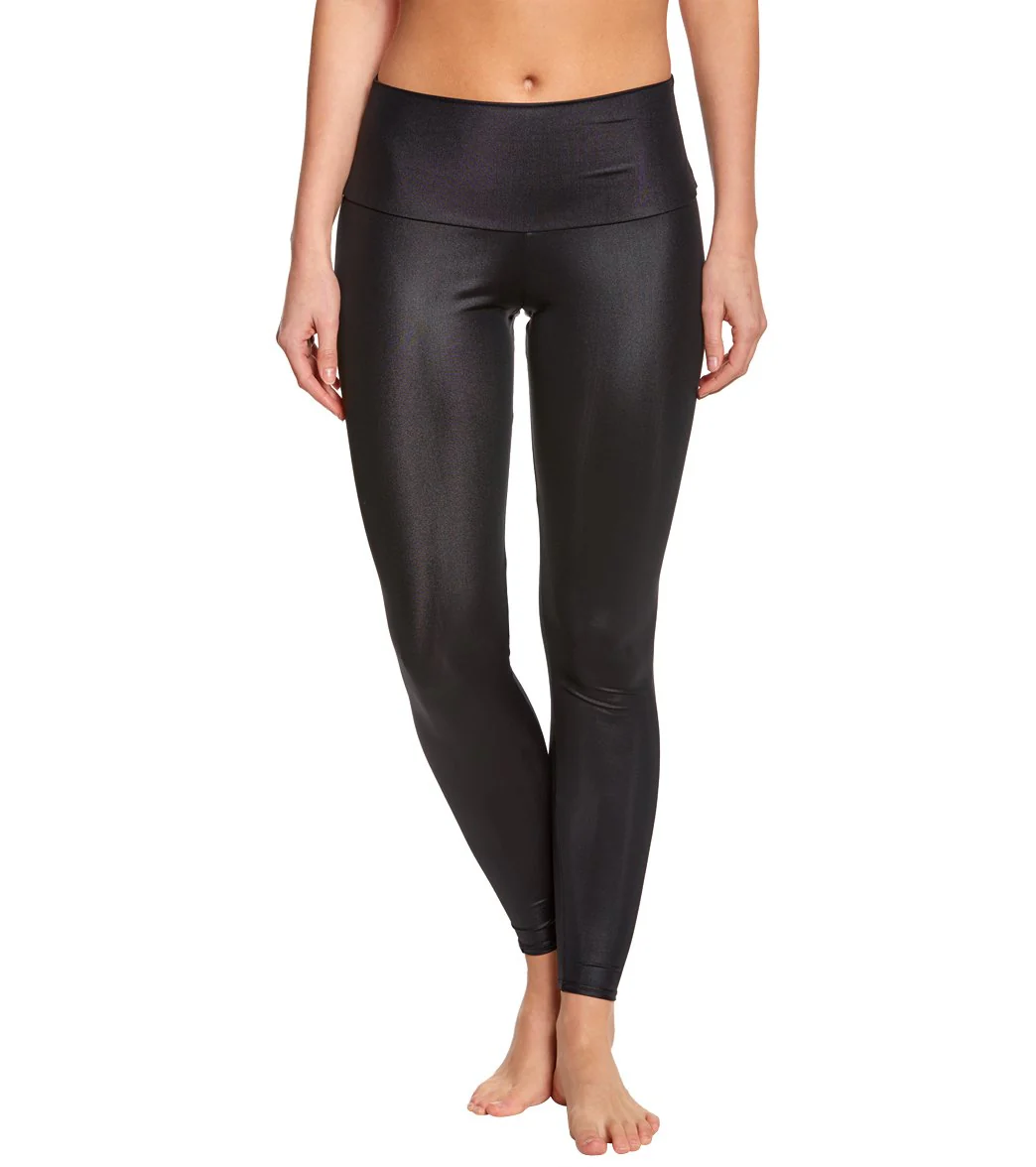 Onzie High Waisted Yoga Leggings Shiny Black