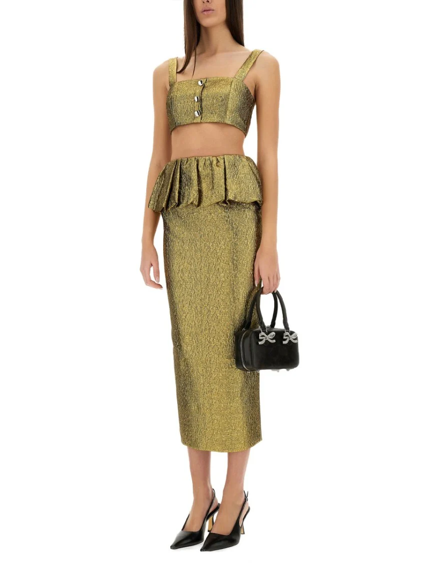 Metallic Jacquard Midi Skirt