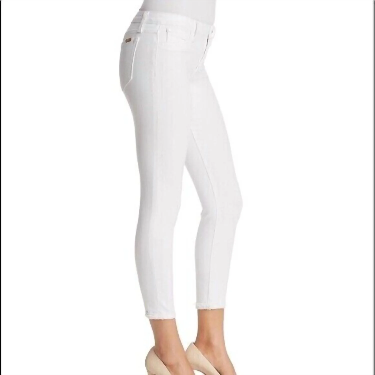 The Icon Crop Mid Rise Skinny Jeans In White