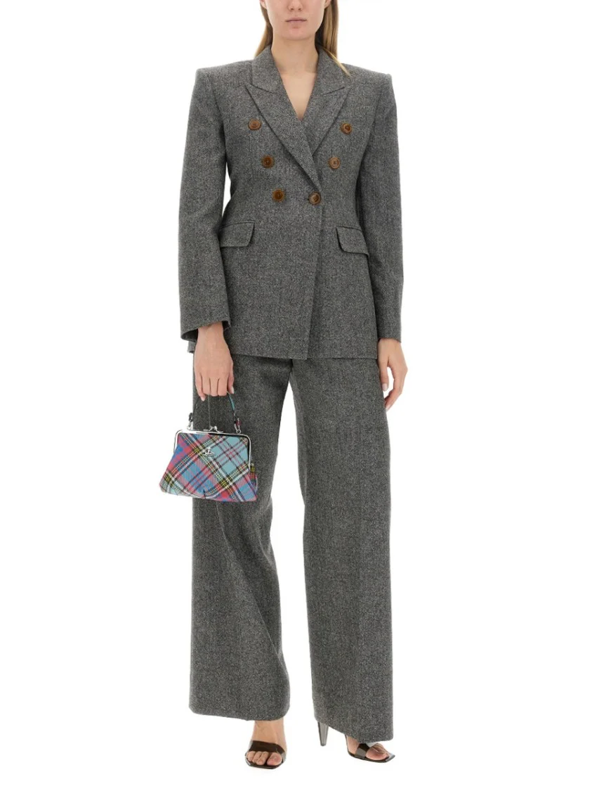 Double-Breasted Wool Jacket With Contrasting Buttons