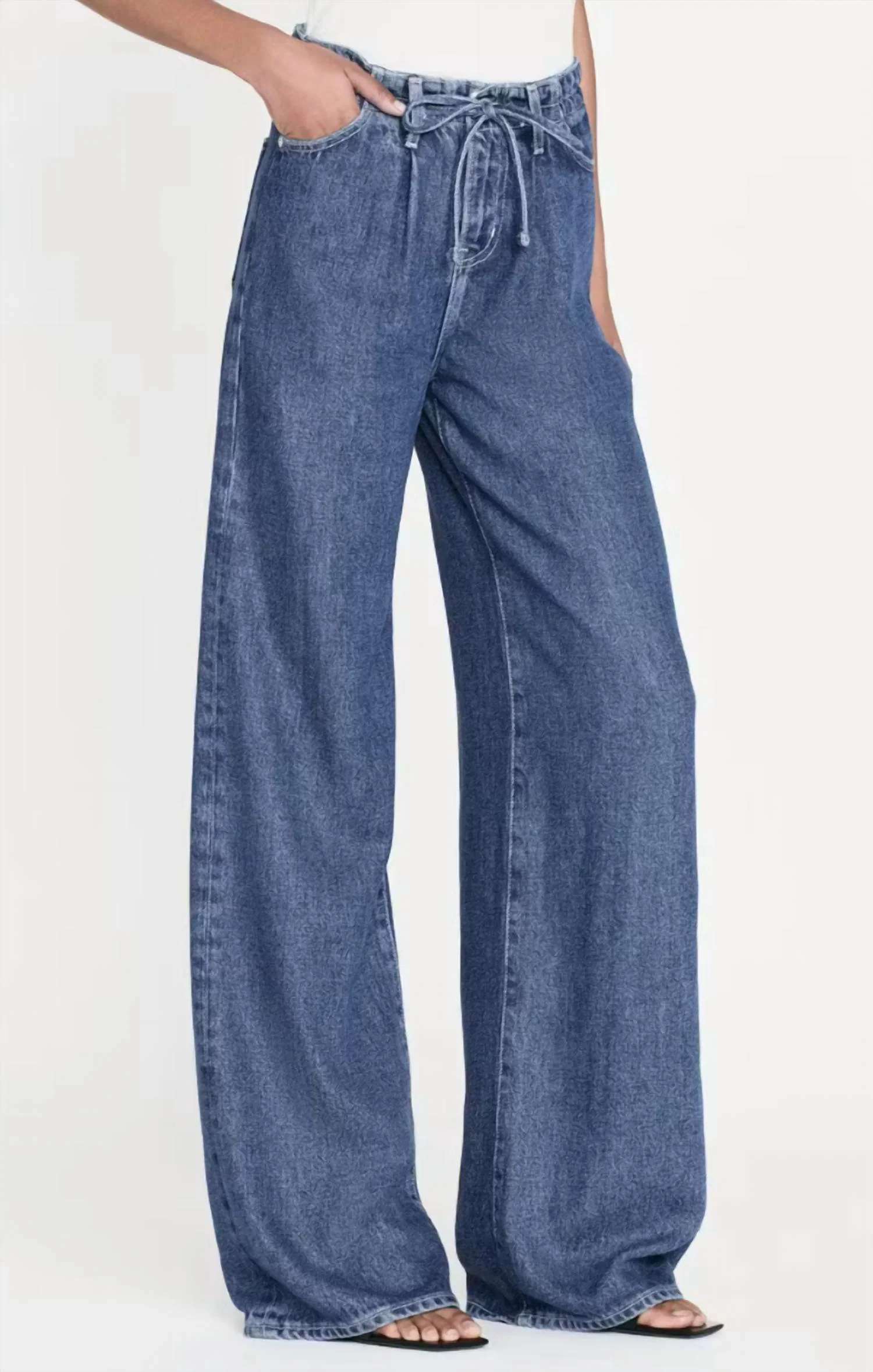 Super Drape Drawstring Wide Leg In Denim