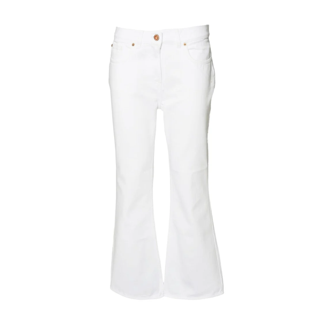 White Cotton Denim Straight Trousers