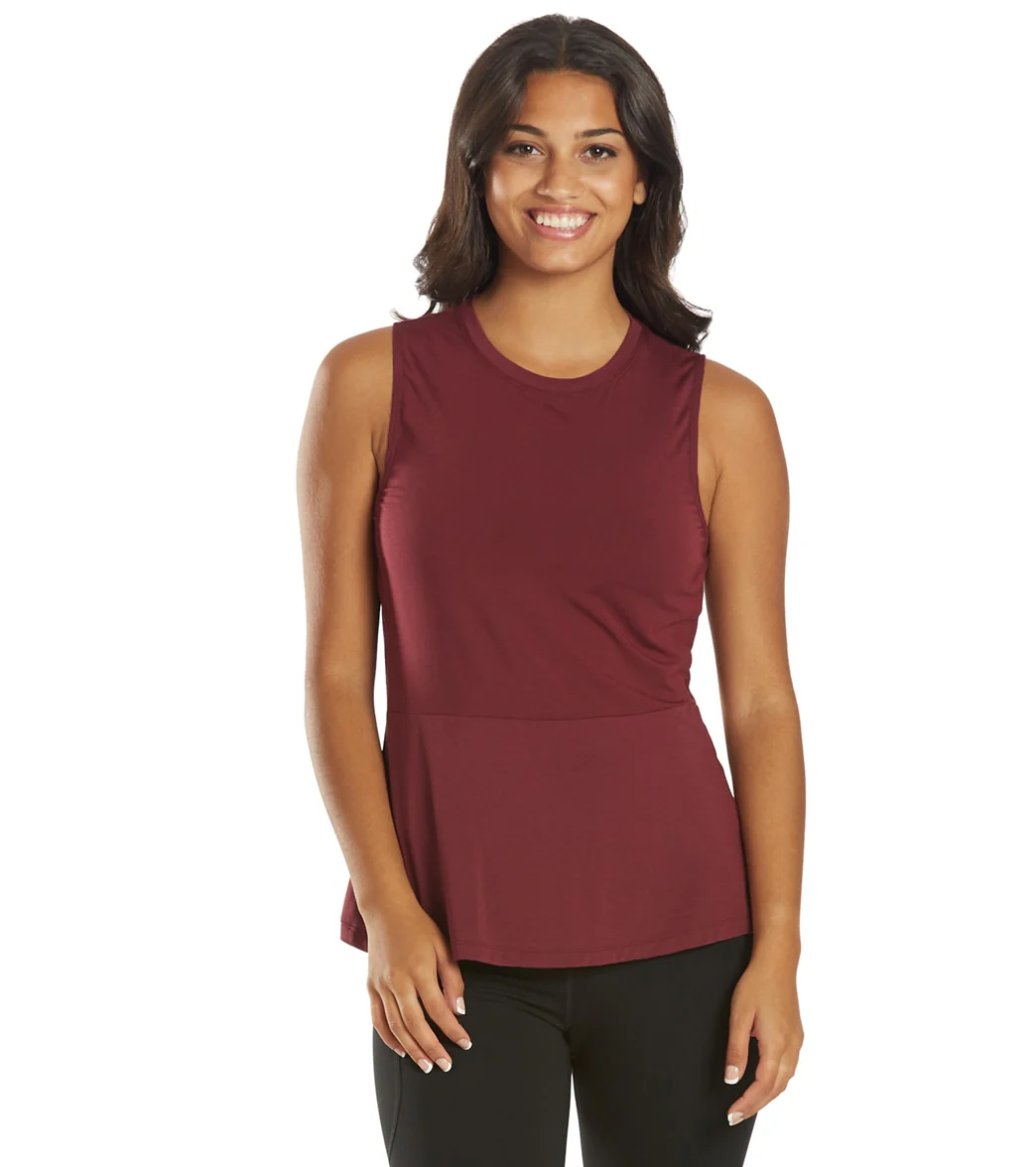 Everyday Yoga Blossom Solid Peplum Layering Muscle Tank