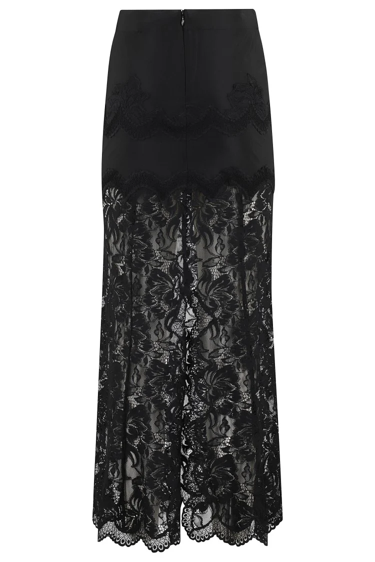 Jupe Fitted Black Lace Overlay Skirt