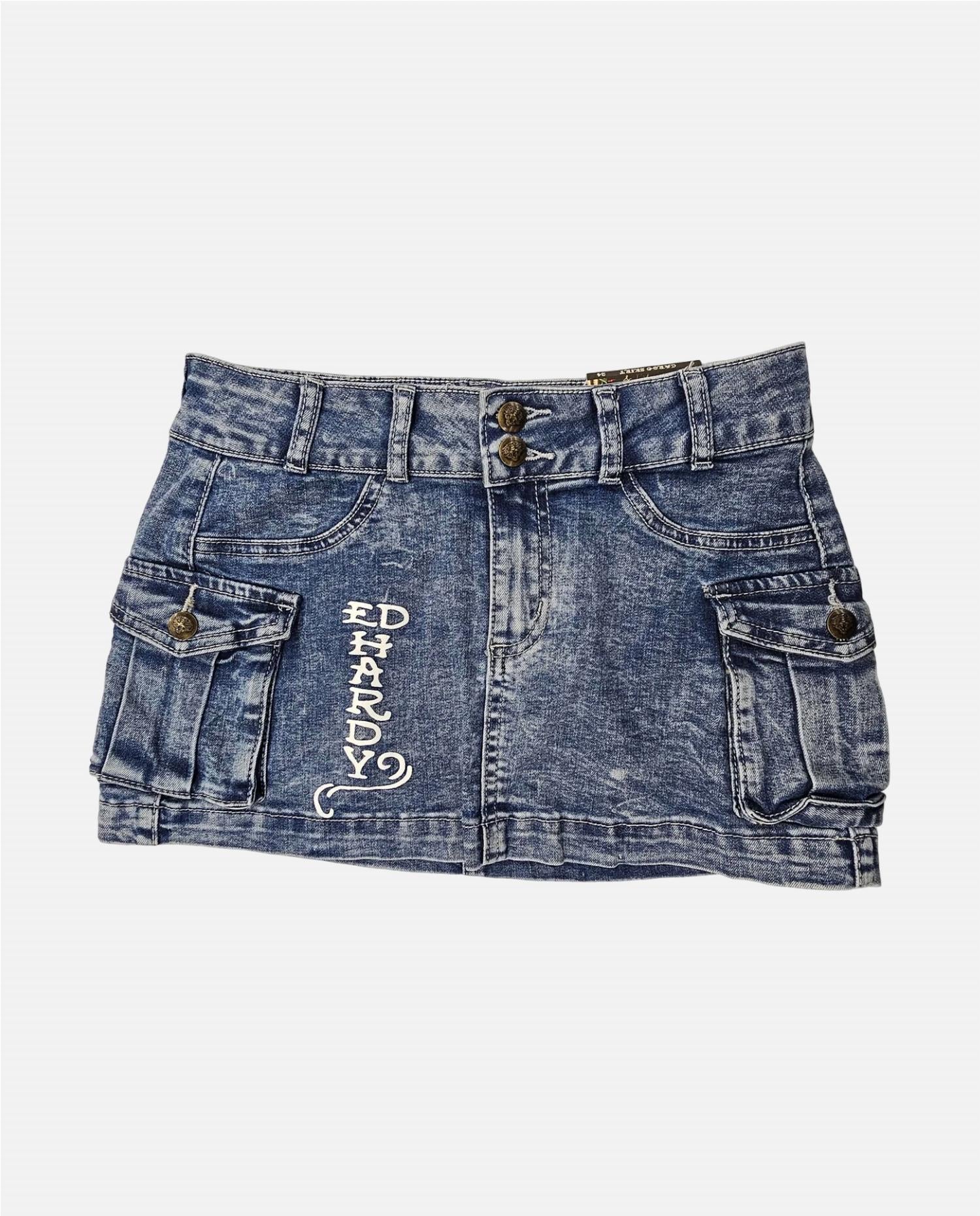 Women's Heart Dagger Cargo Skirt In Light Wash