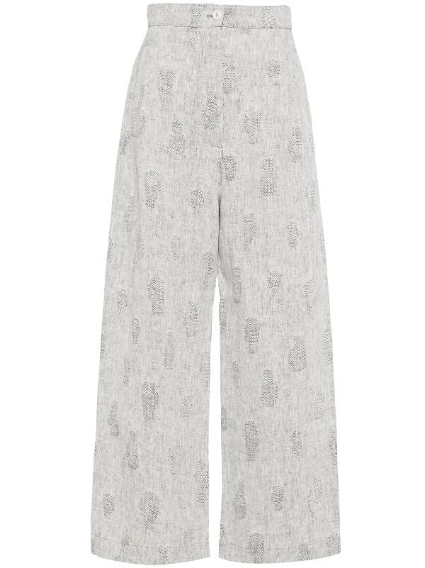 High-Waisted Wide-Leg Pants With Textured Print