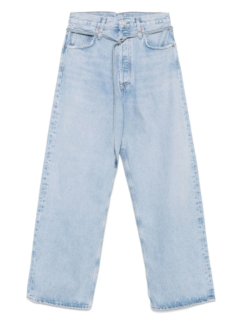 Cerulean Blue Relaxed-Fit Jeans With Detachable Waist Belt