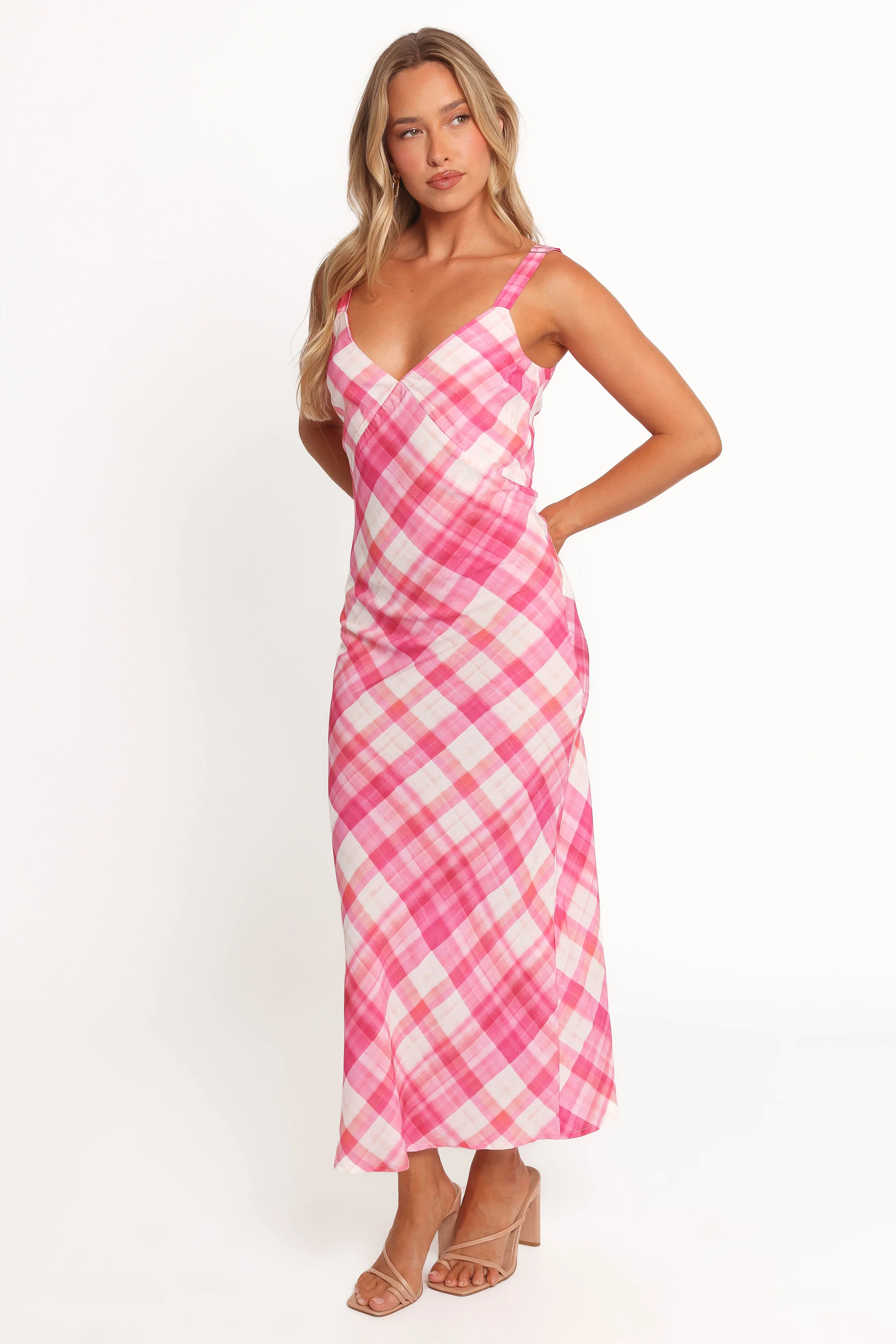 Morghan Midi Dress - Pink Check
