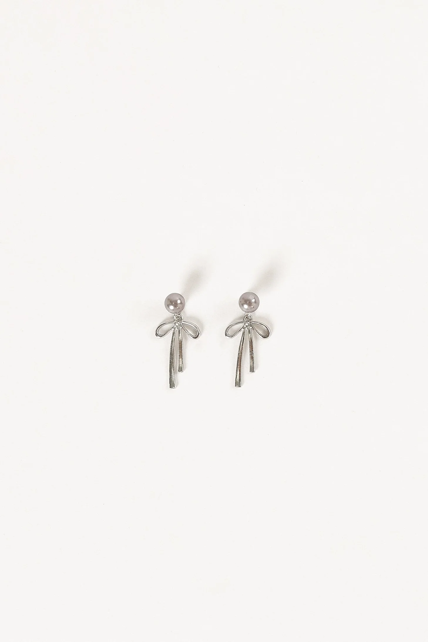 Elena Bow Earrings - Silver