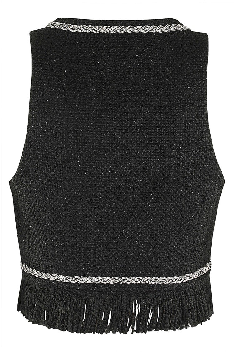 Fringed Black Gilet
